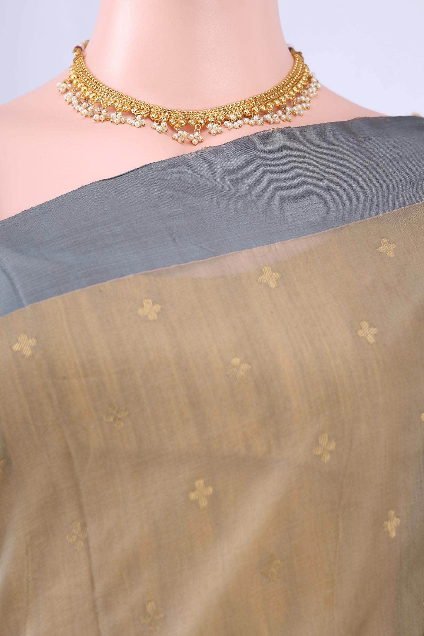 Davys Grey Chanderi Silk Saree
