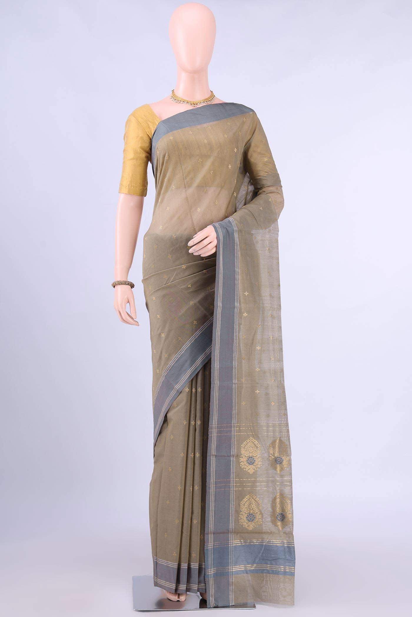 Davys Grey Chanderi Silk Saree