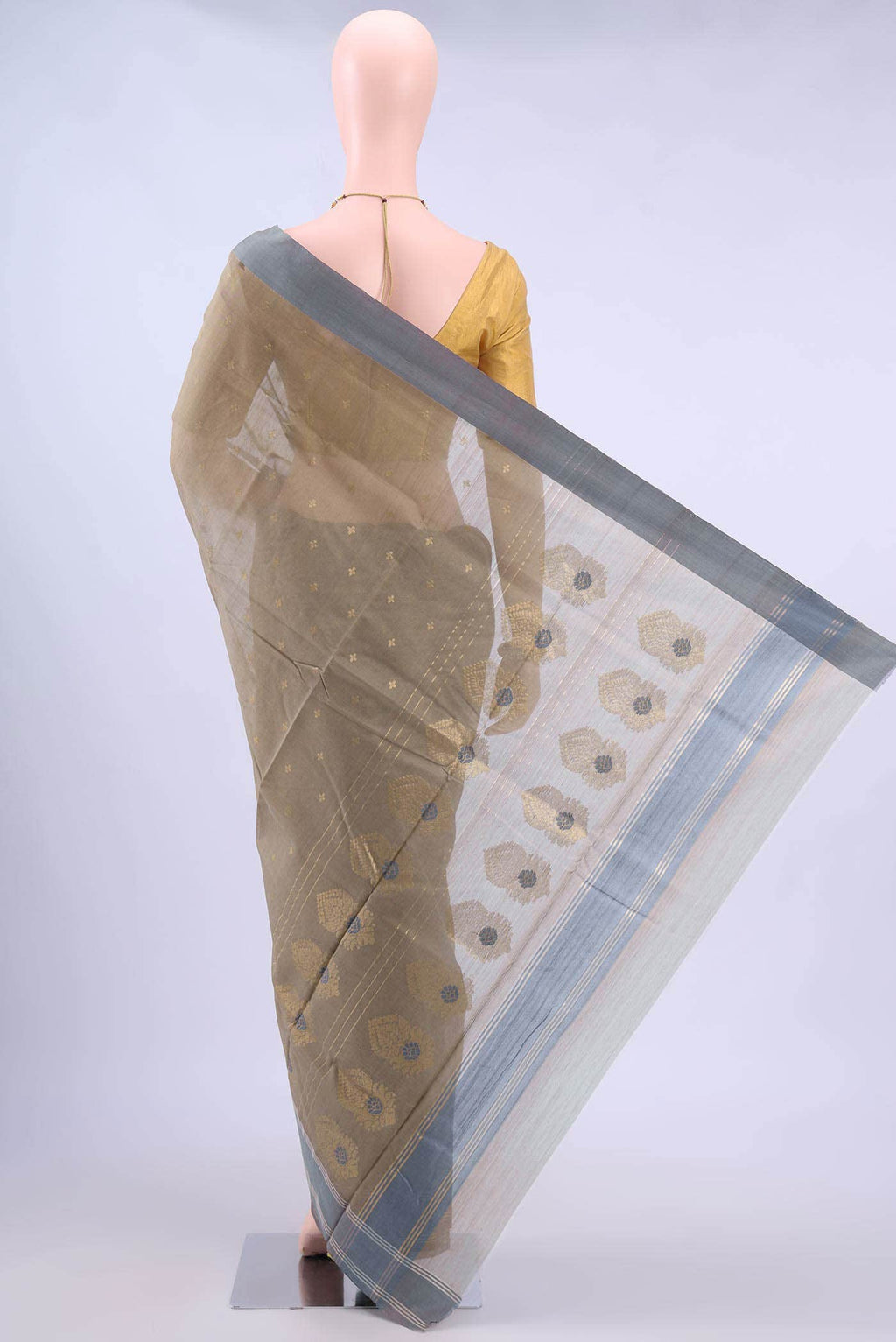 Davys Grey Chanderi Silk Saree