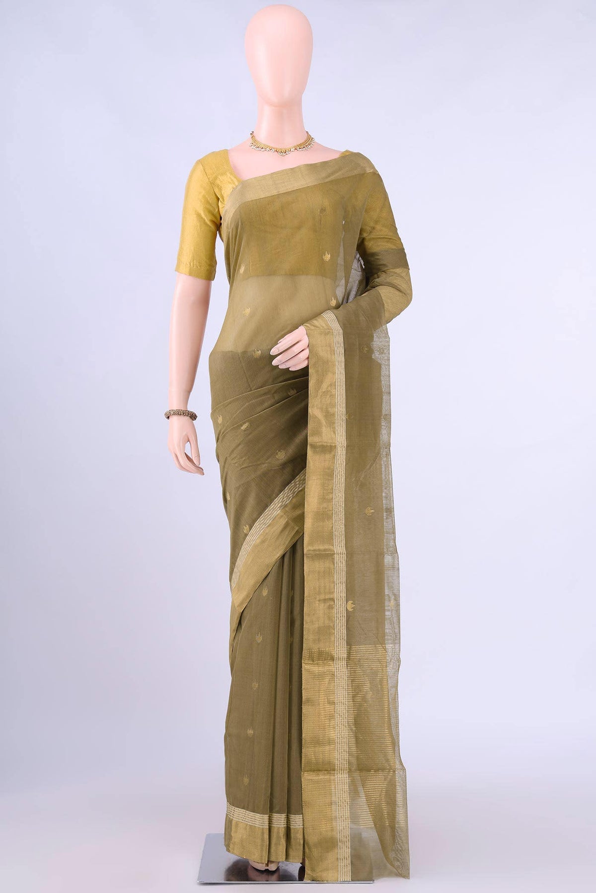 Mehandi Green Chanderi Silk Saree