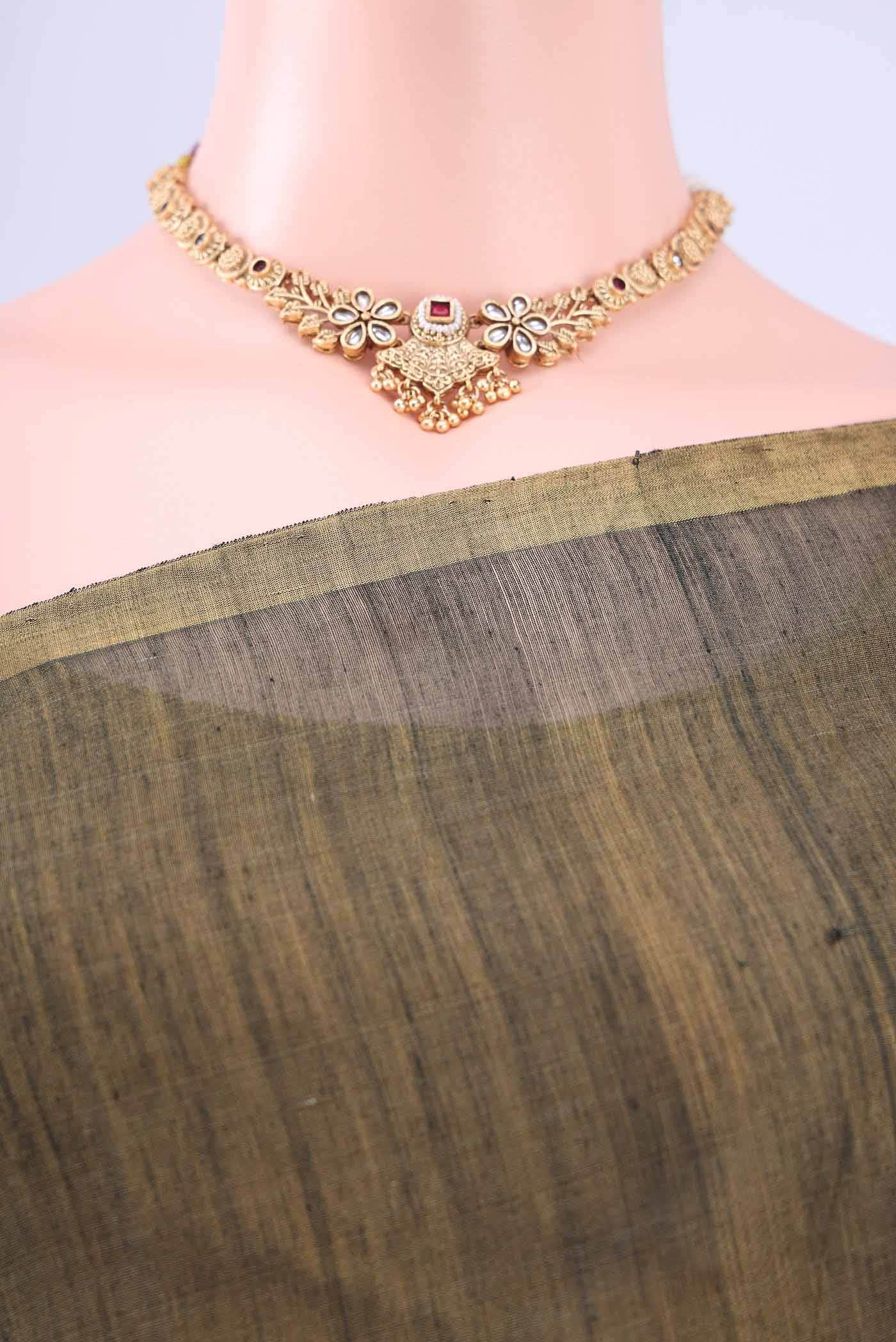 Davys Grey Chanderi Silk Saree
