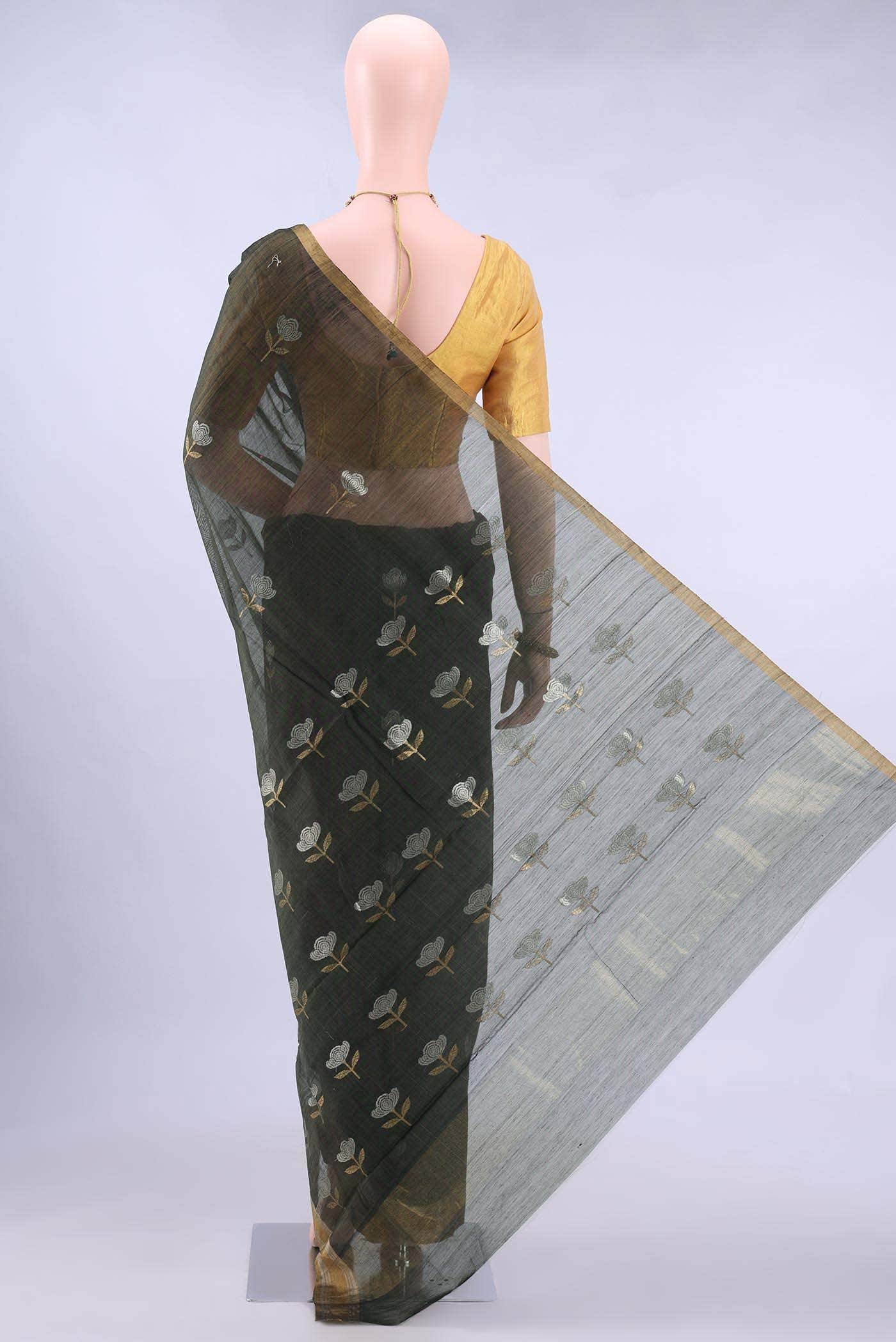 Davys Grey Chanderi Silk Saree