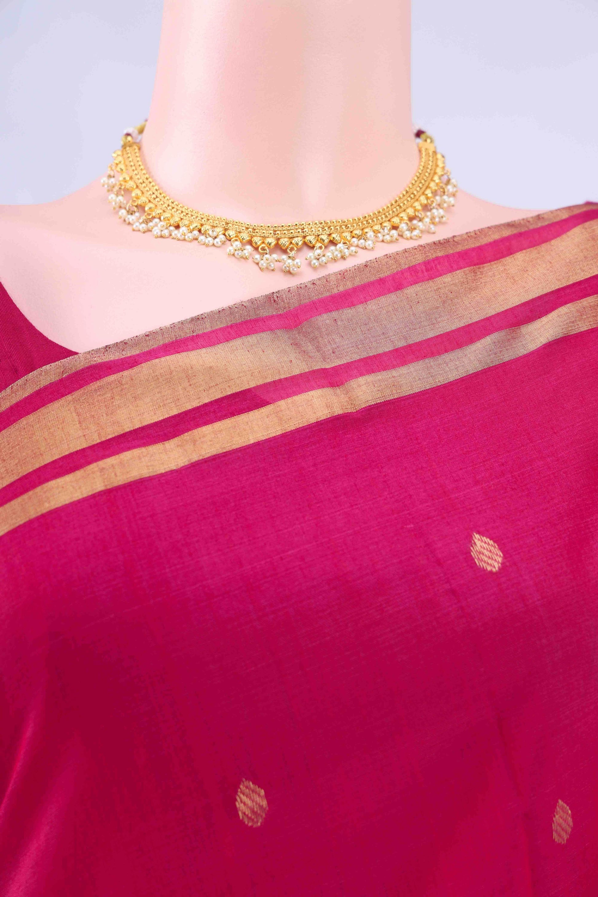Dark Pink Chanderi Silk Saree