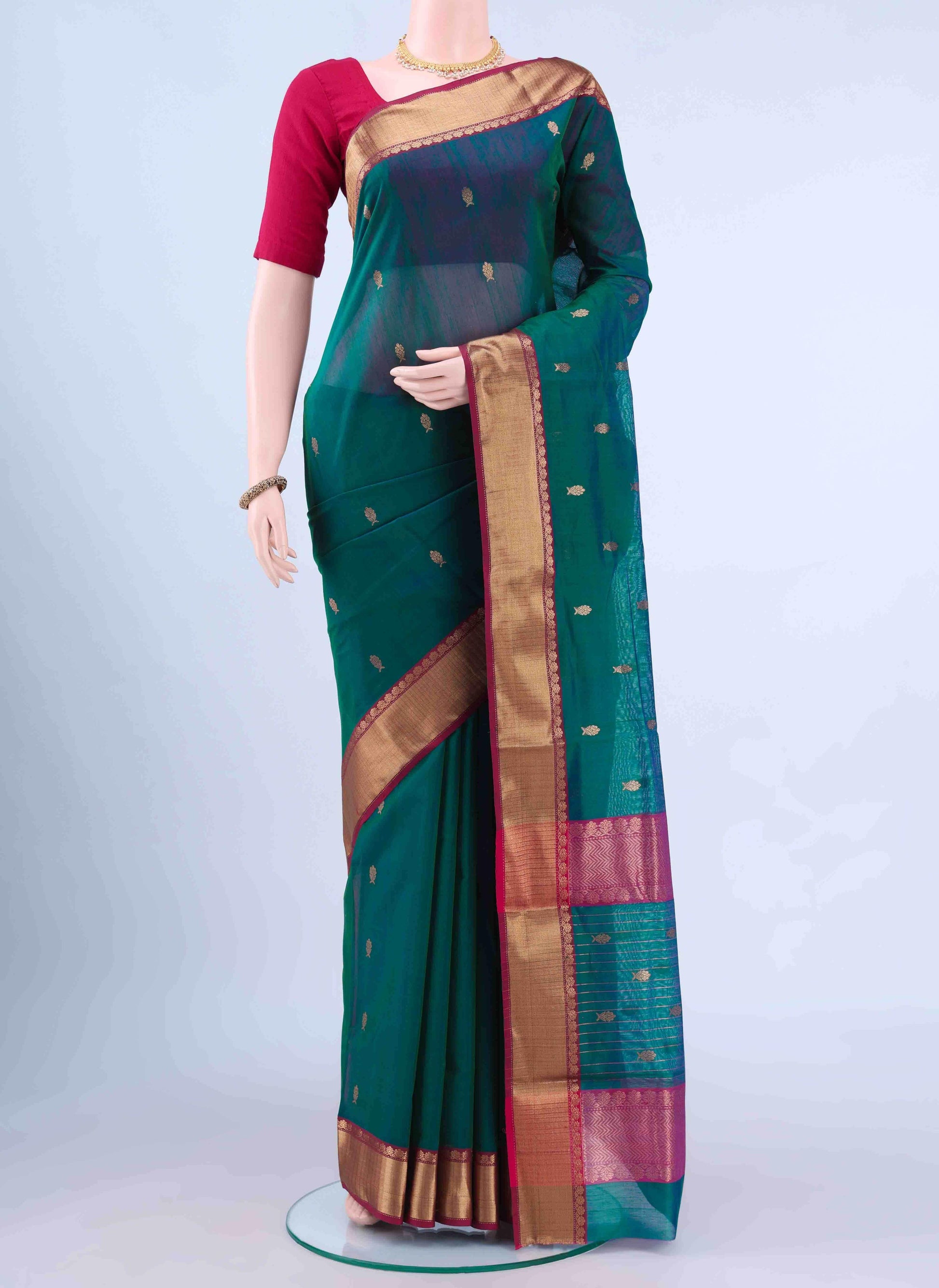 Pickle Green Chanderi Silk Saree