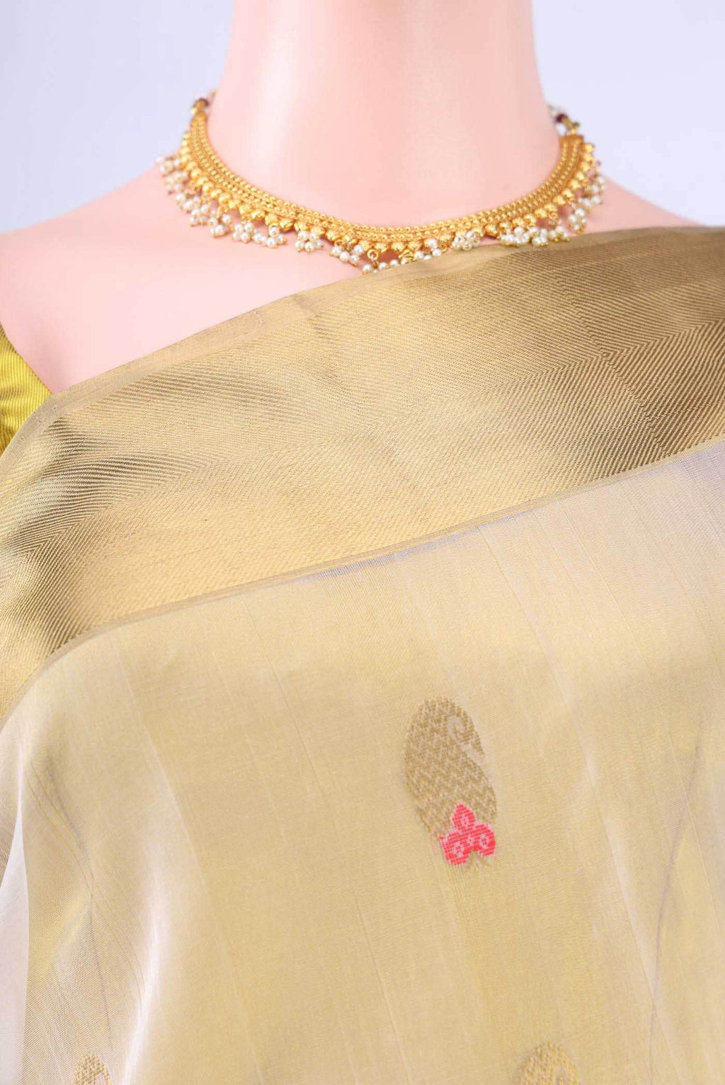 White Chanderi Silk Saree