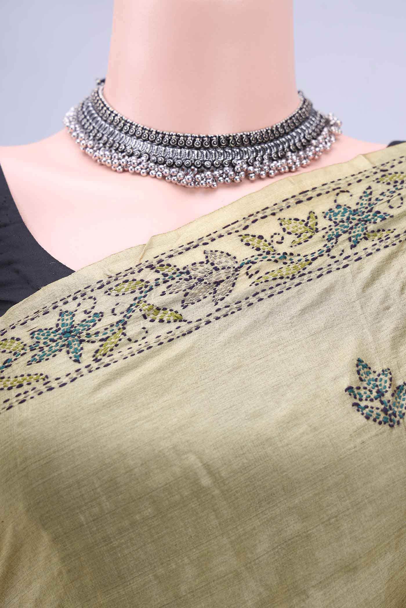 Dark Beige Tussar Saree
