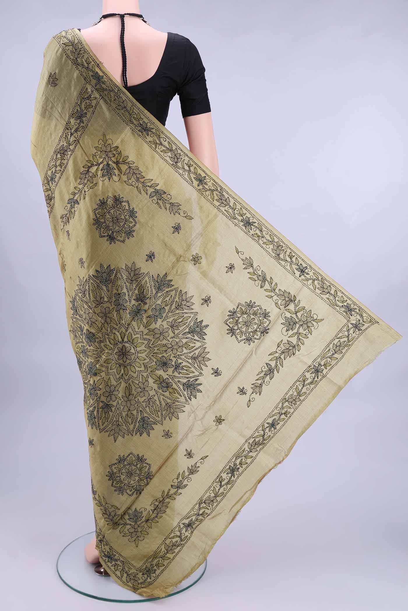 Dark Beige Tussar Saree