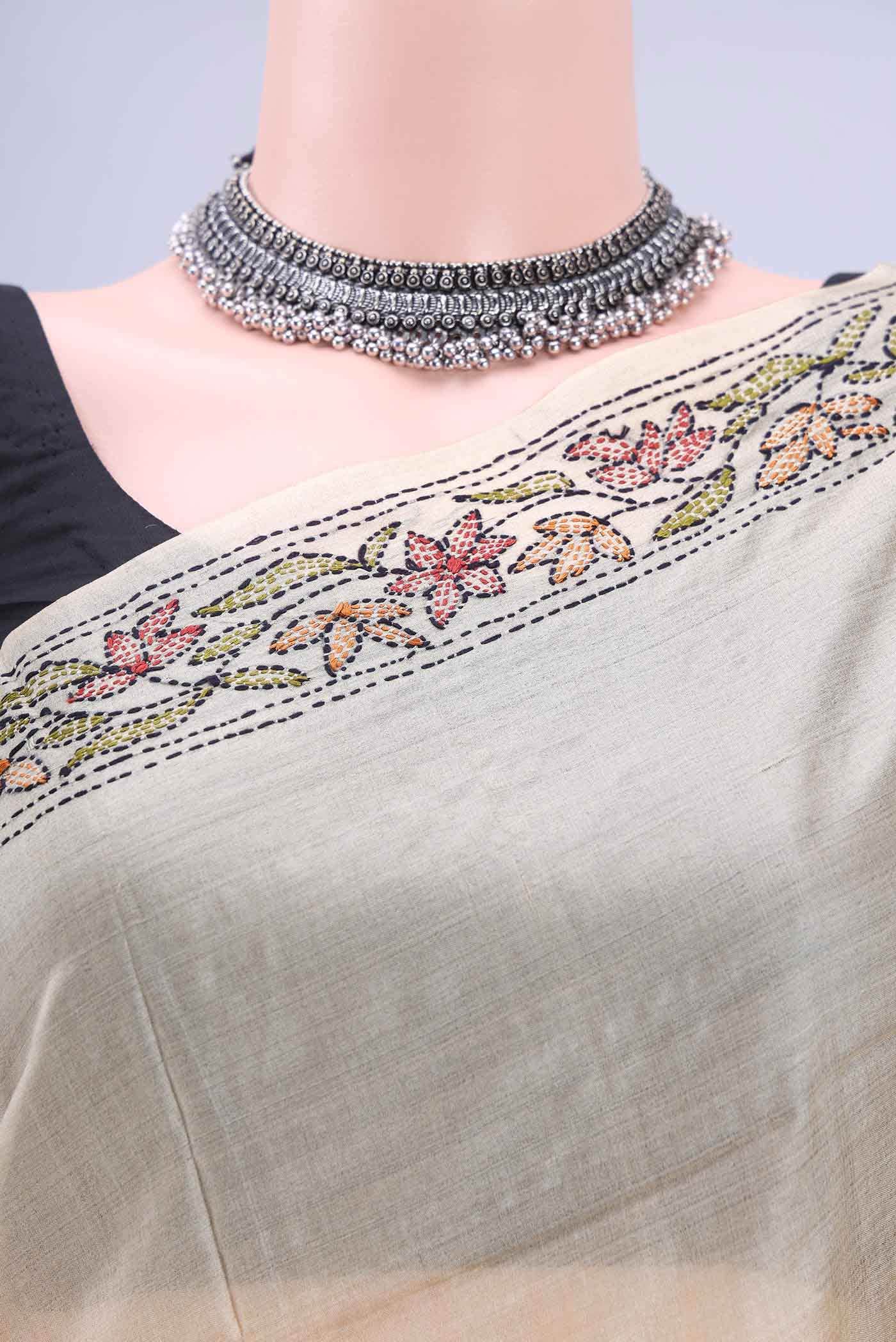 Beige Tussar Saree