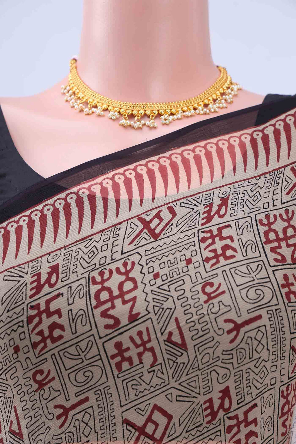 Beige Chiffon Saree