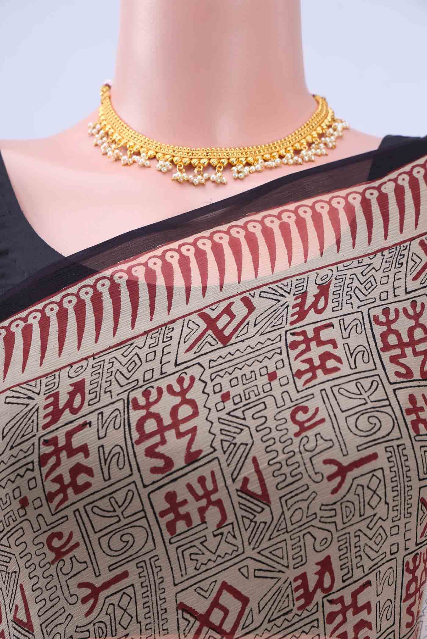 Beige Chiffon Saree
