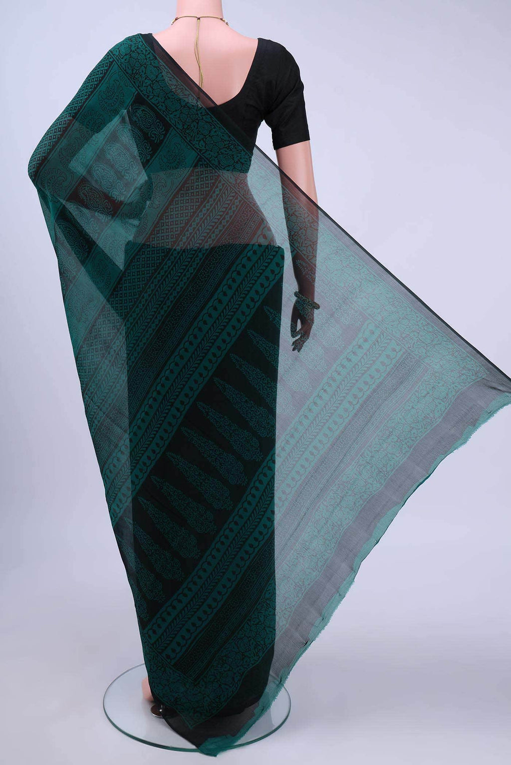 Peacock Blue Chiffon Saree