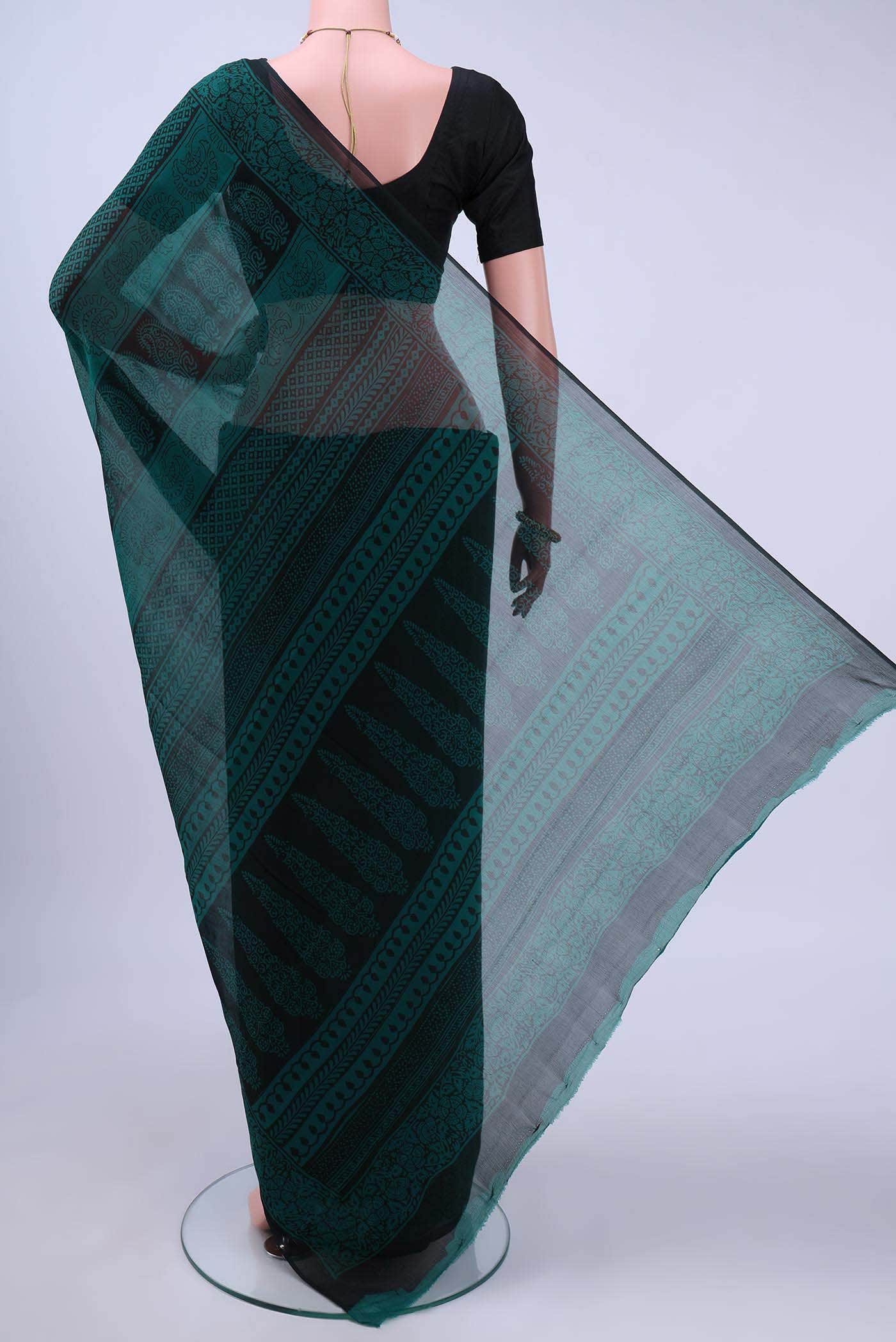 Peacock Blue Chiffon Saree