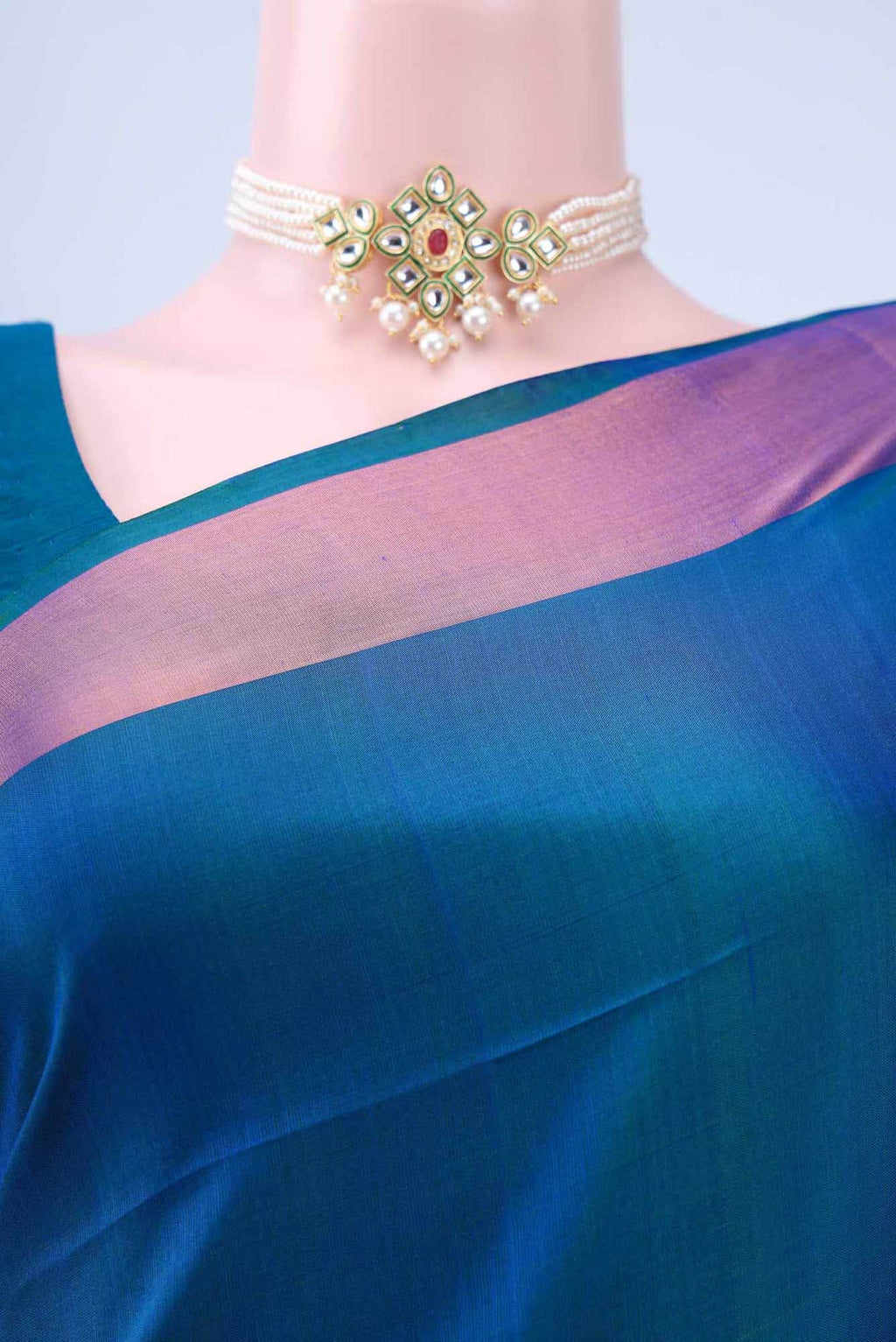 Peacock Blue Uppada Silk Saree