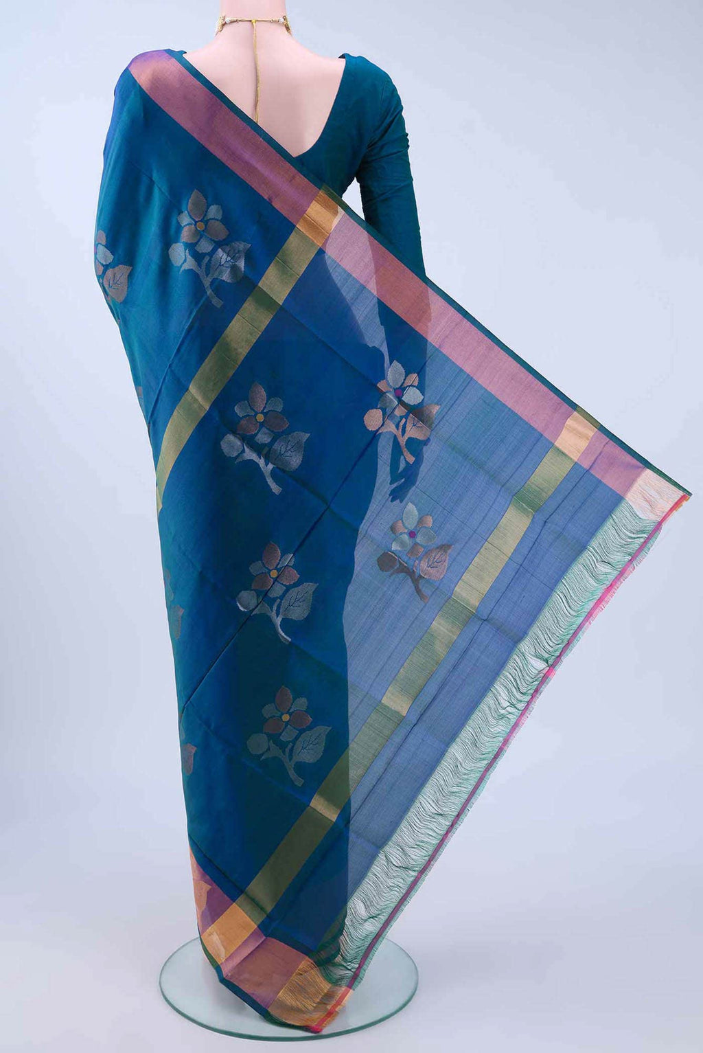Peacock Blue Uppada Silk Saree