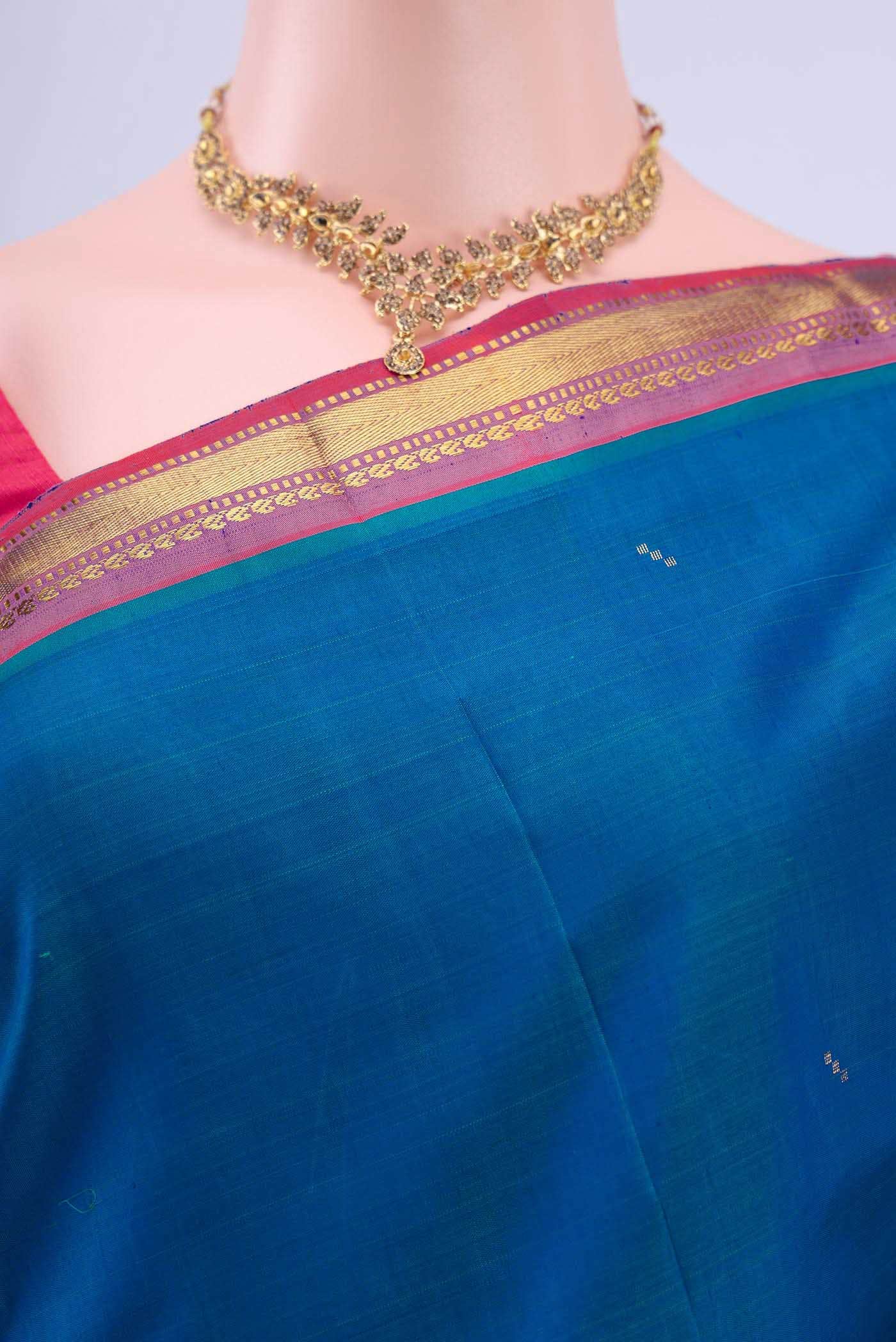 Peacock Blue Kanchipuram Silk Saree
