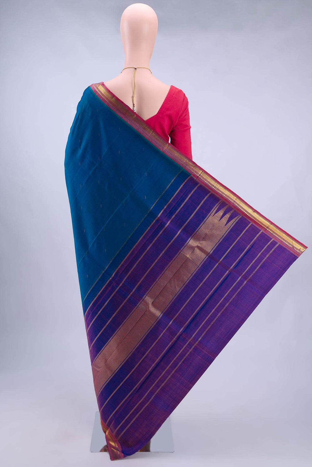 Peacock Blue Kanchipuram Silk Saree