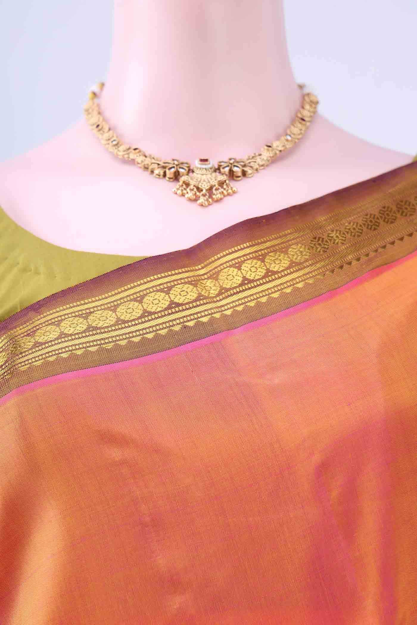 Brick Orange Kanchipuram Silk Saree