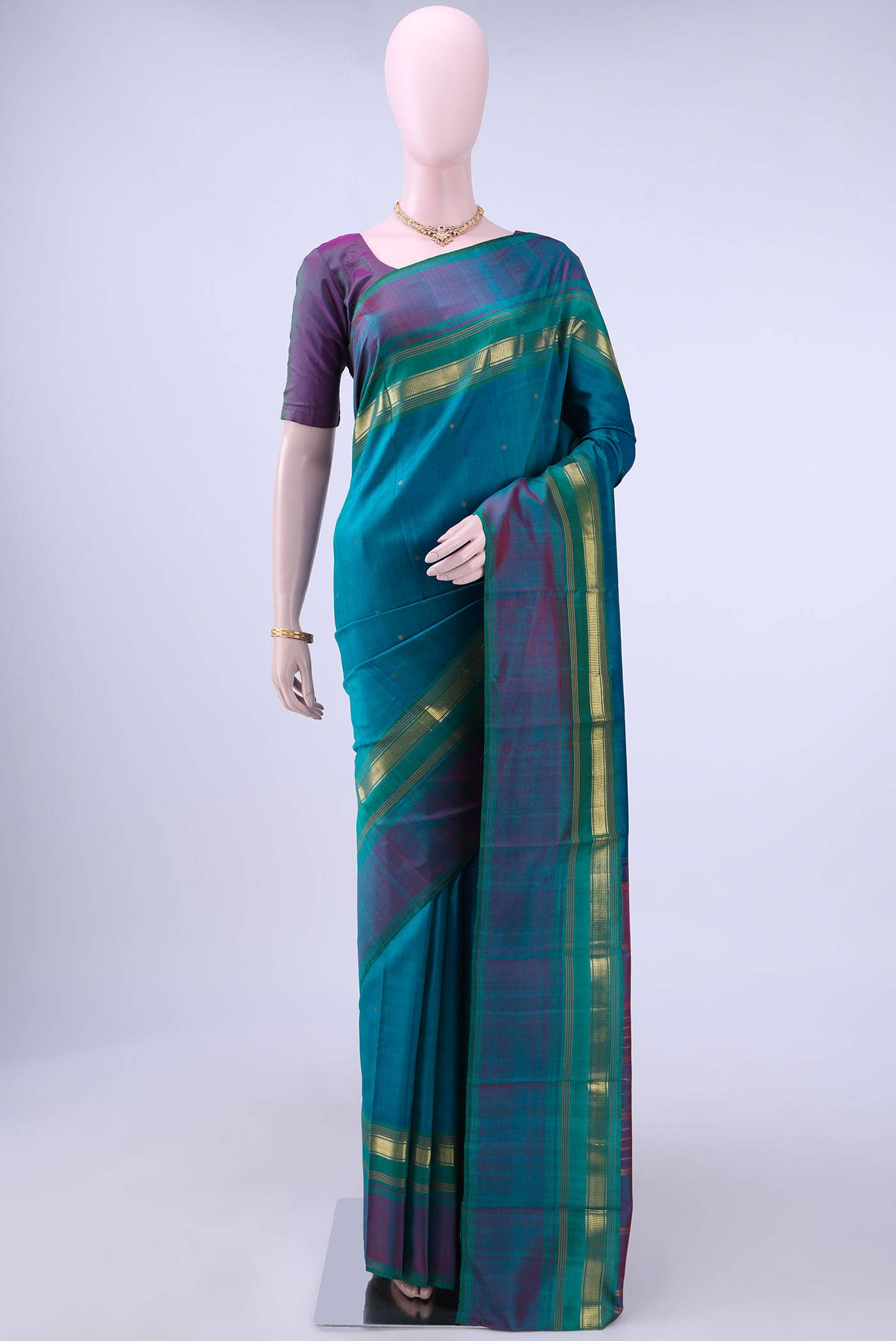 Dark Blue Kanchipuram Silk Saree