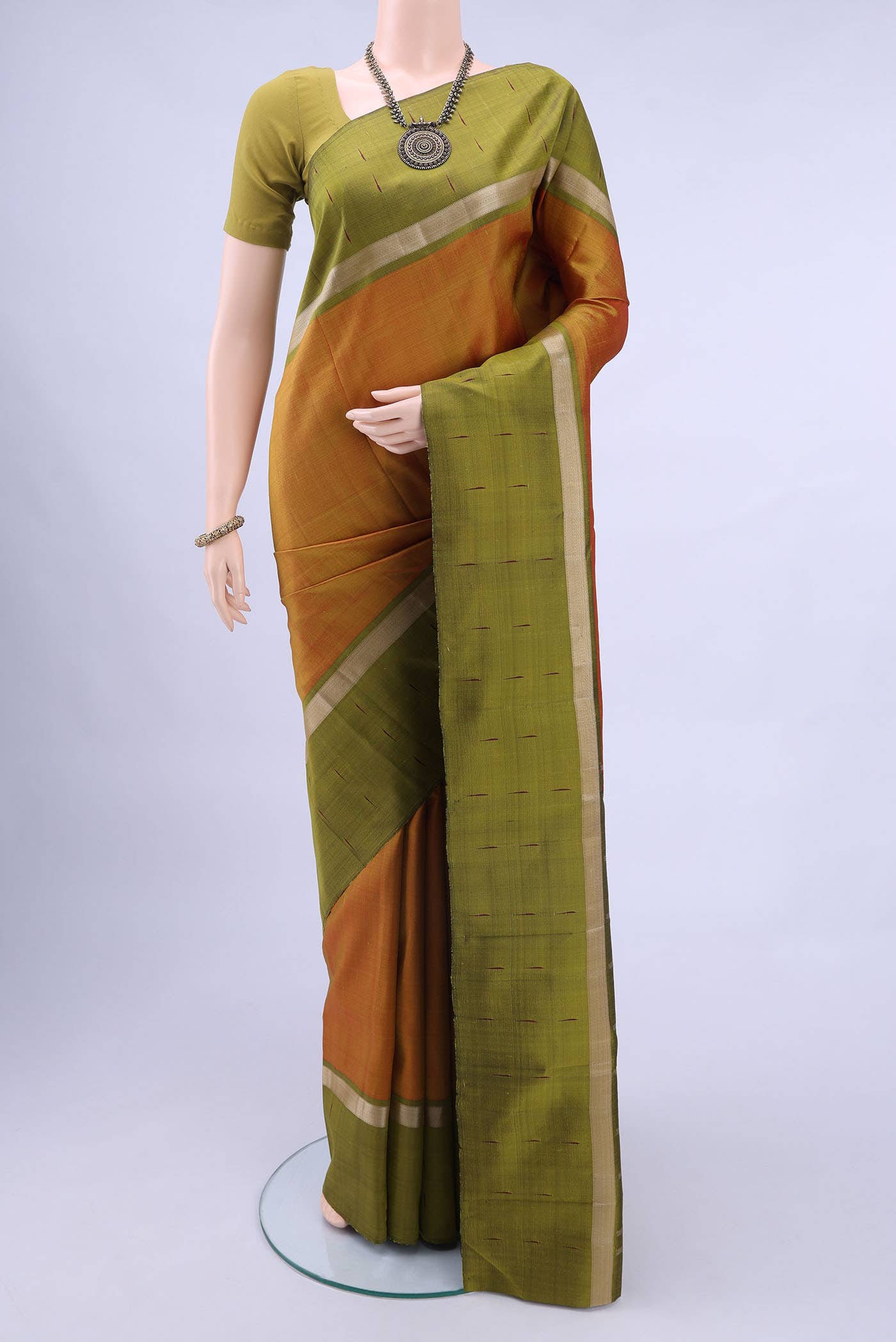 Golden Kanchipuram Silk Saree