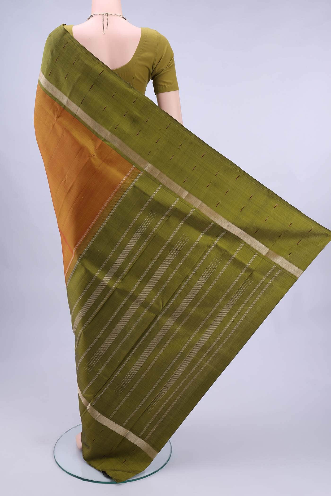 Golden Kanchipuram Silk Saree
