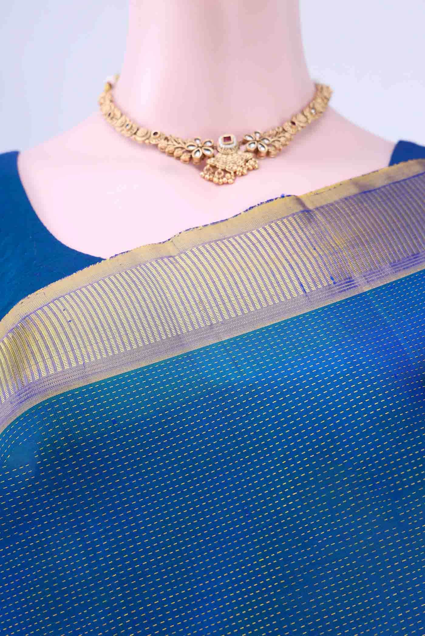 Peacock Blue Kanchipuram Silk Saree