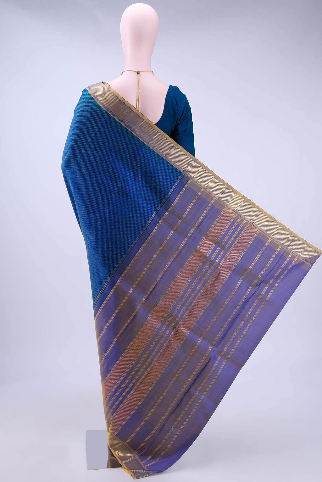Peacock Blue Kanchipuram Silk Saree