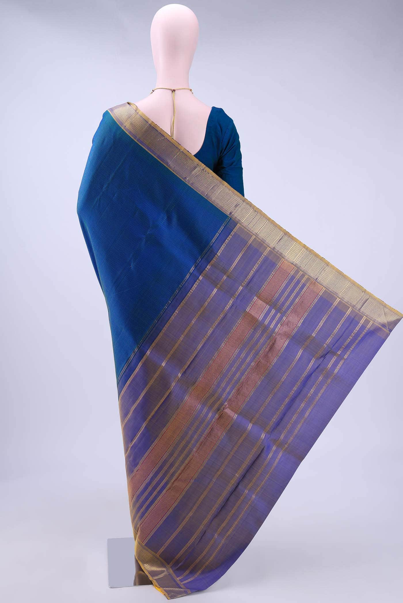 Peacock Blue Kanchipuram Silk Saree