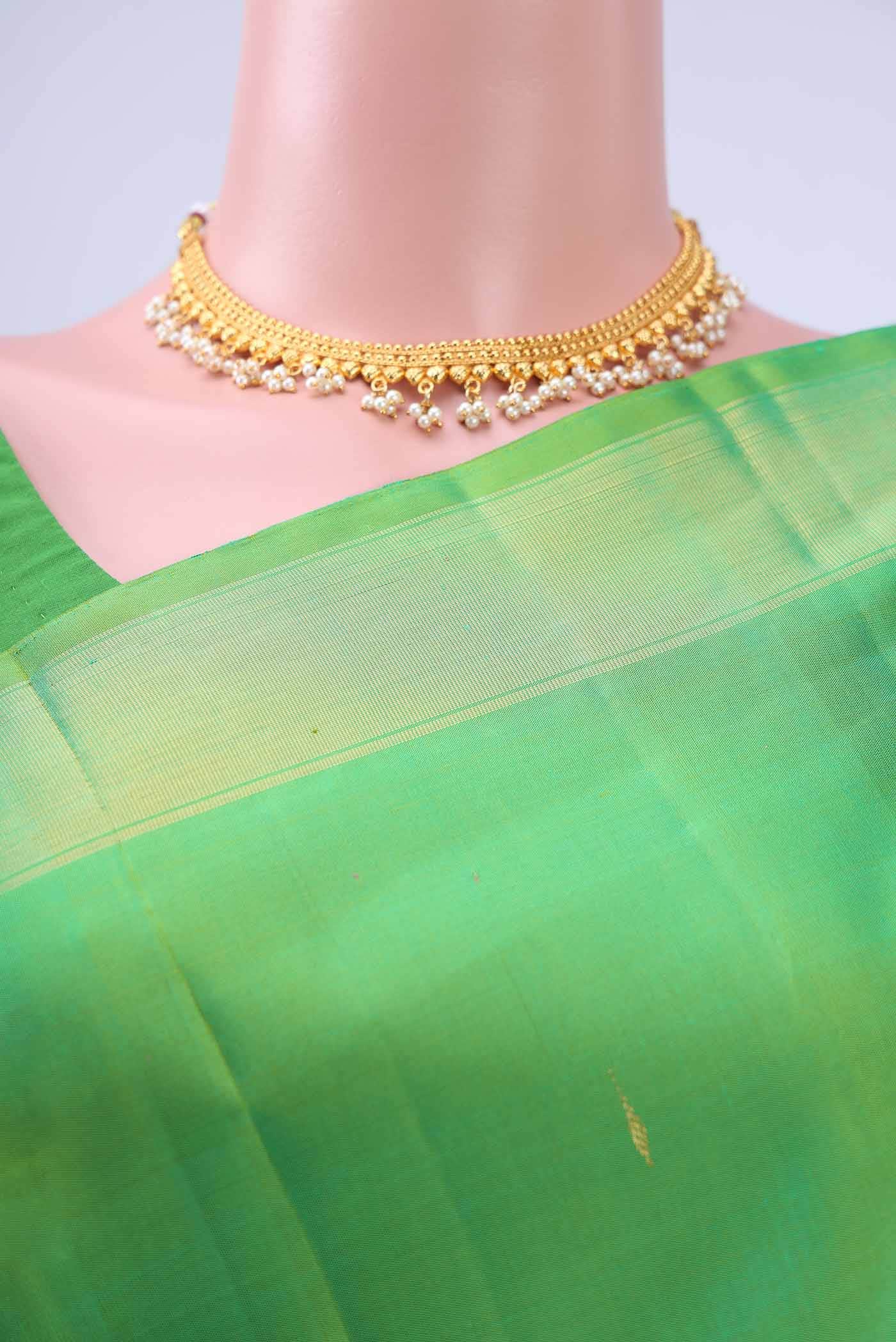 Parrot Green Kanchipuram Silk Saree