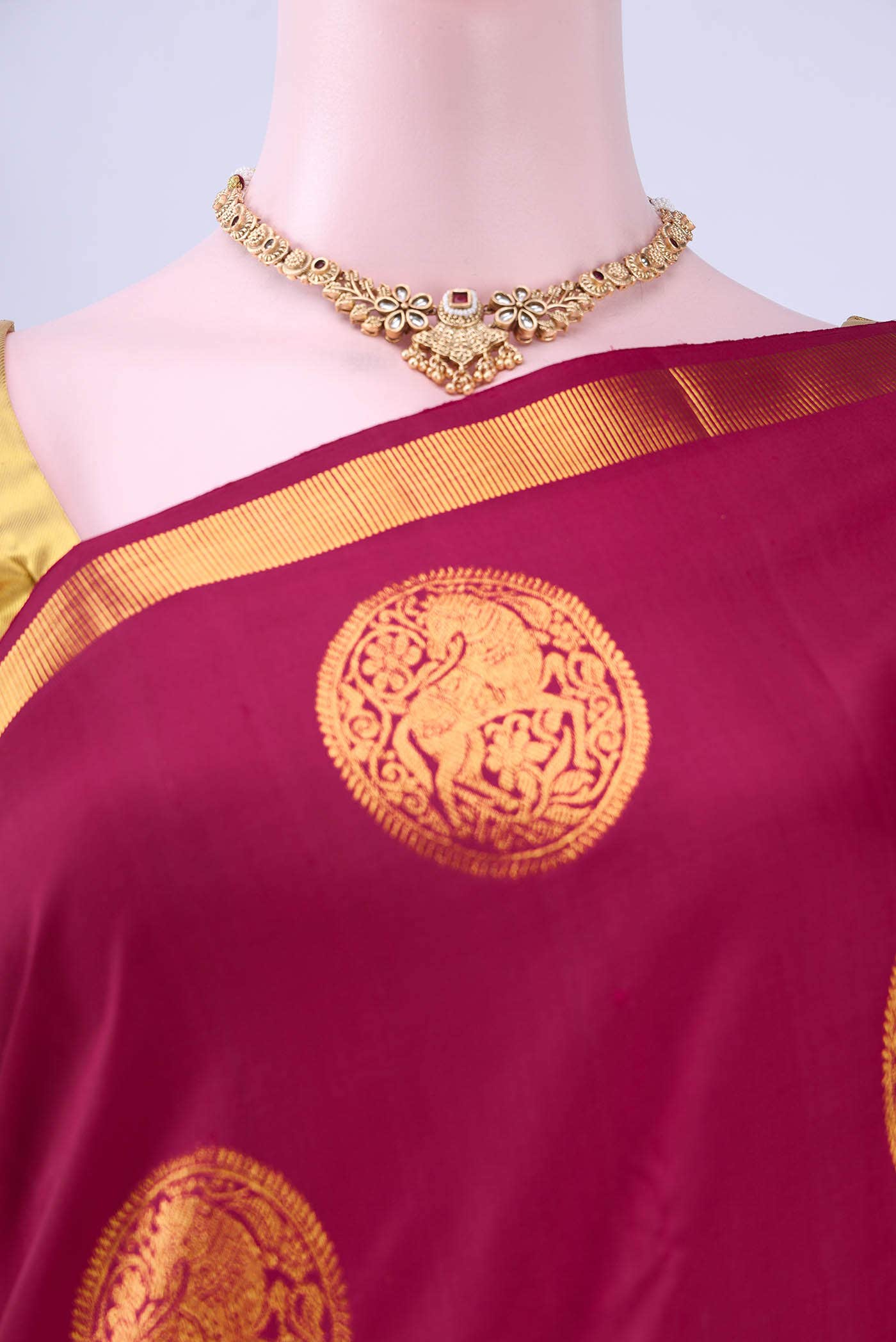 Maroon Kanchipuram Silk Saree