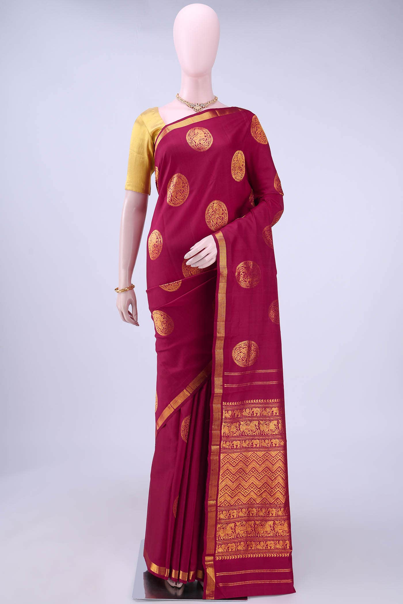 Maroon Kanchipuram Silk Saree