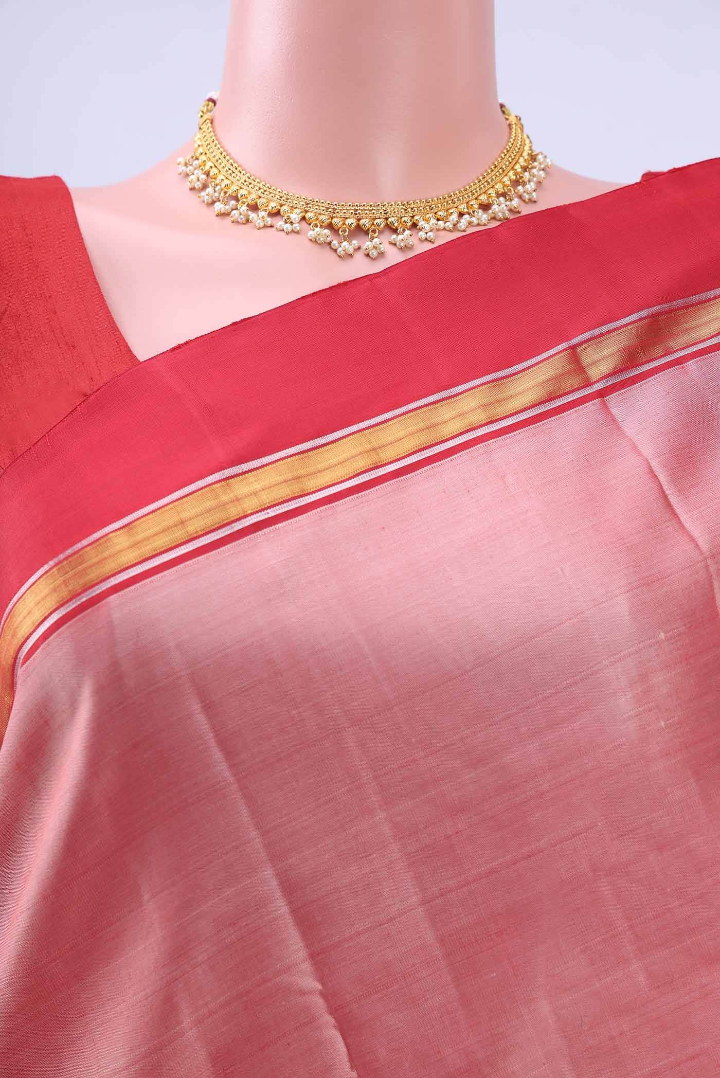 Rose pink Kanchipuram Silk Saree
