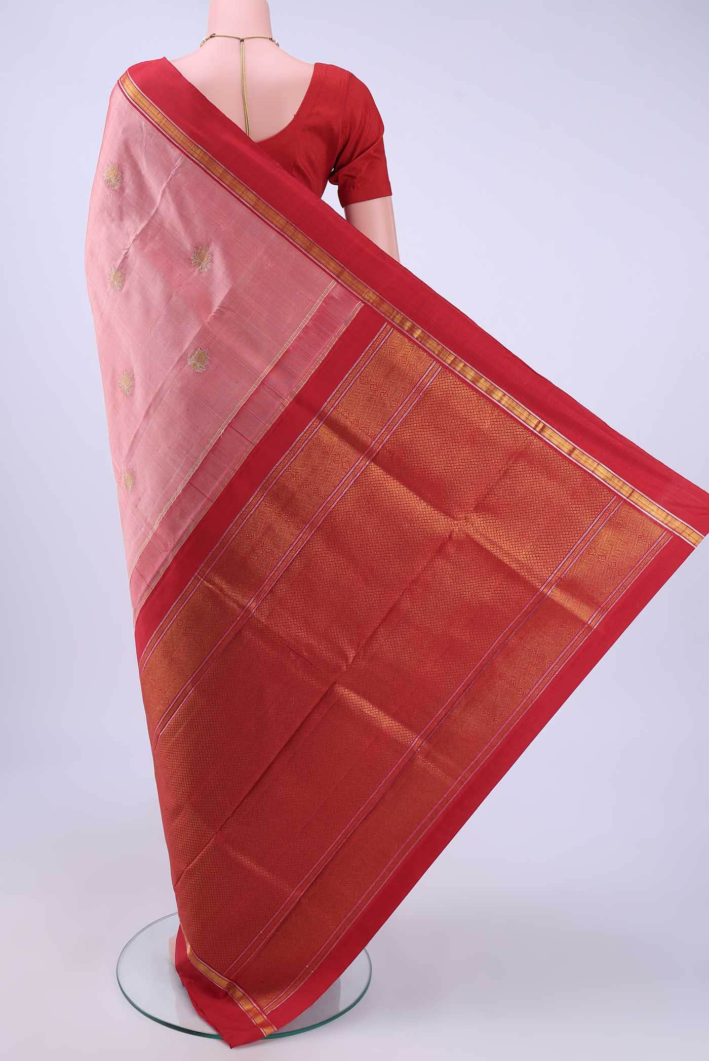 Rose pink Kanchipuram Silk Saree