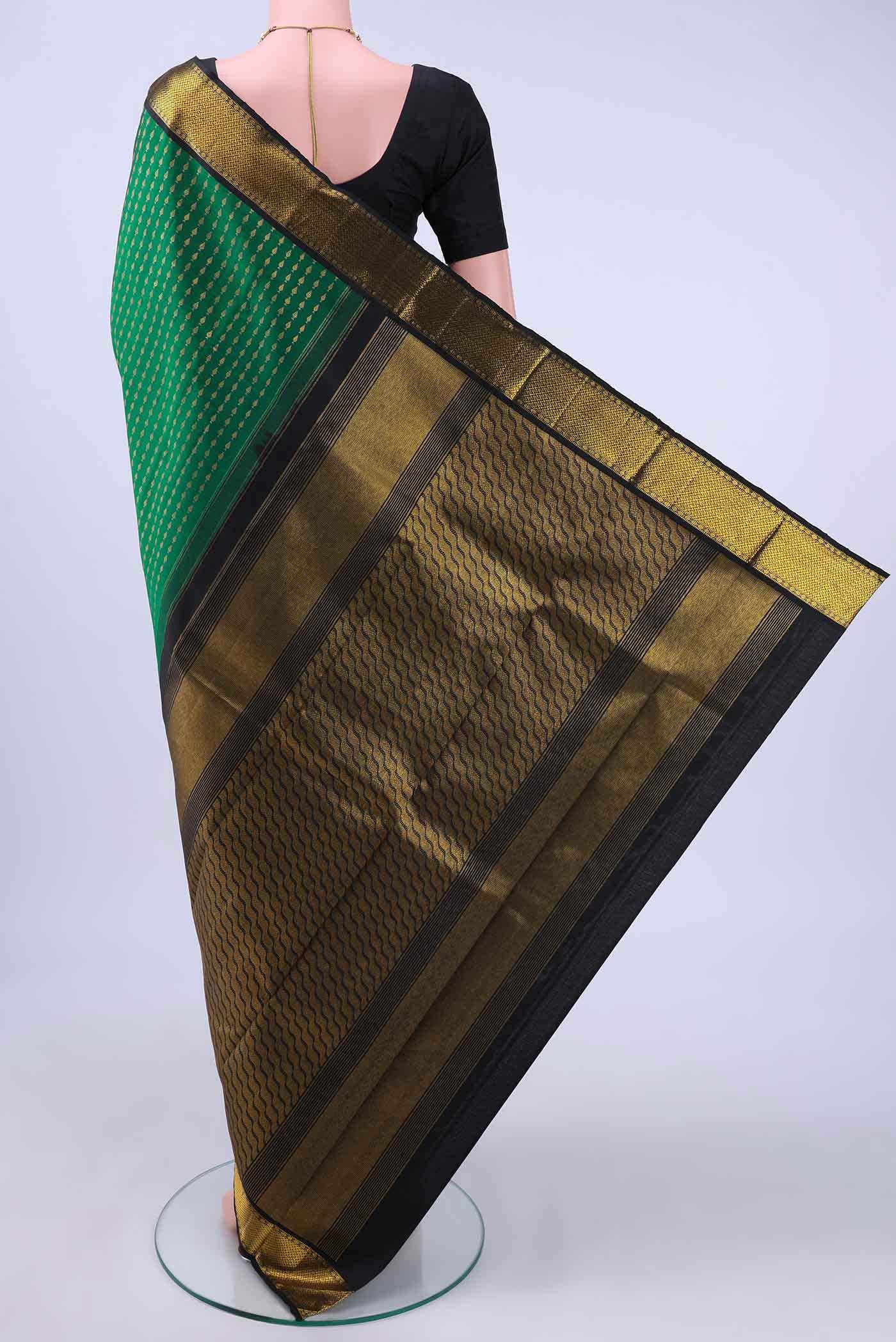 Bottle Green Kanchipuram Silk Saree