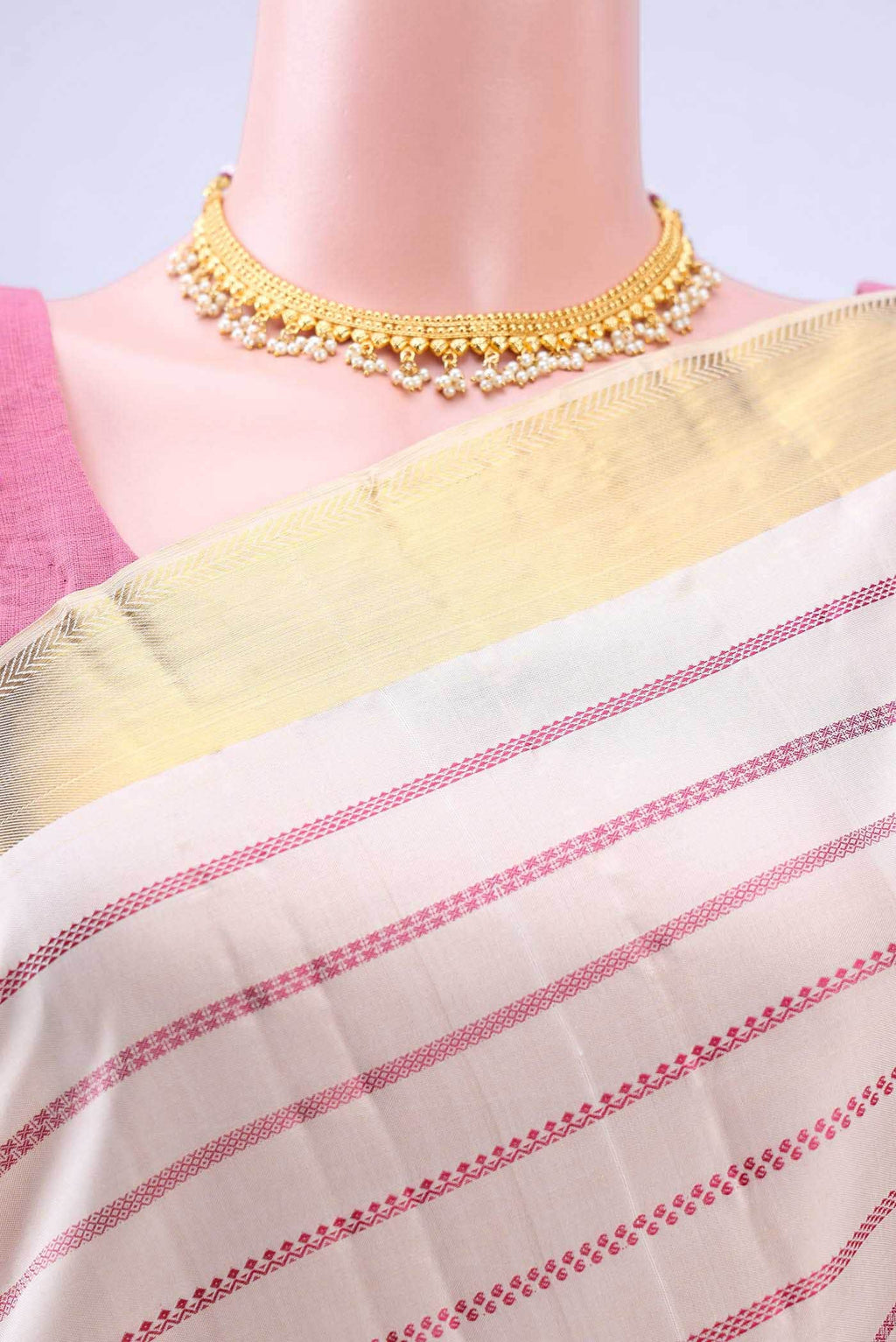 Cream Kanchipuram Silk Saree