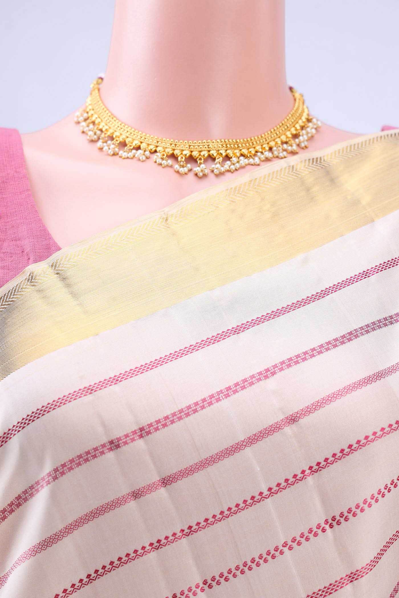 Cream Kanchipuram Silk Saree
