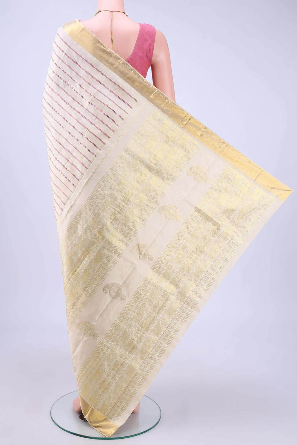 Cream Kanchipuram Silk Saree