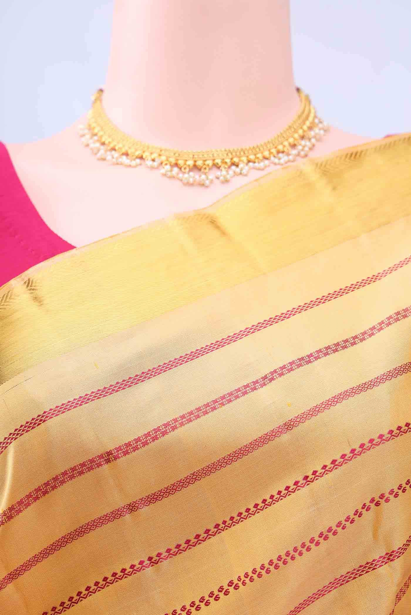 Pure Silk Pure Zari Cream Kanchipuram Saree