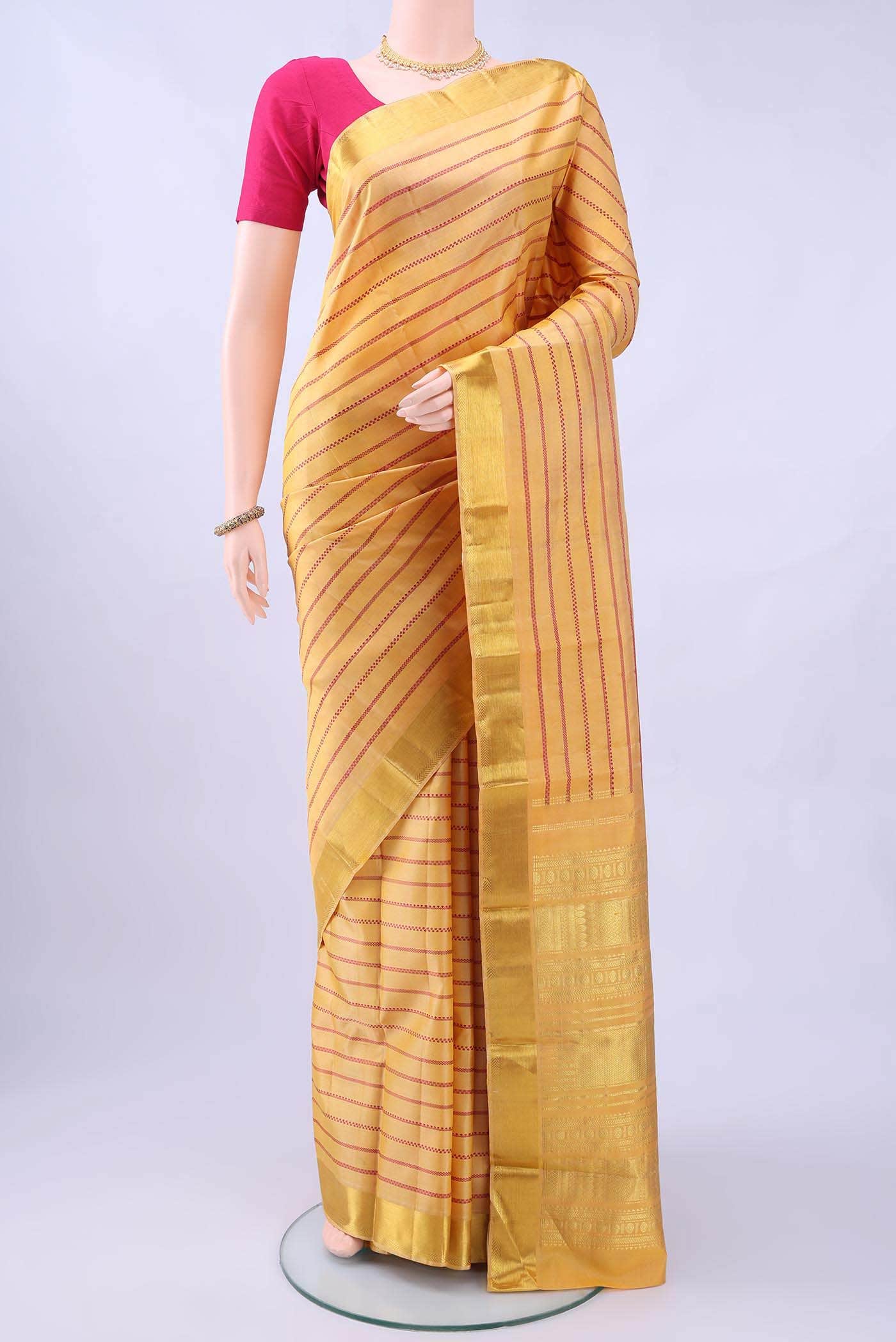 Pure Silk Pure Zari Cream Kanchipuram Saree