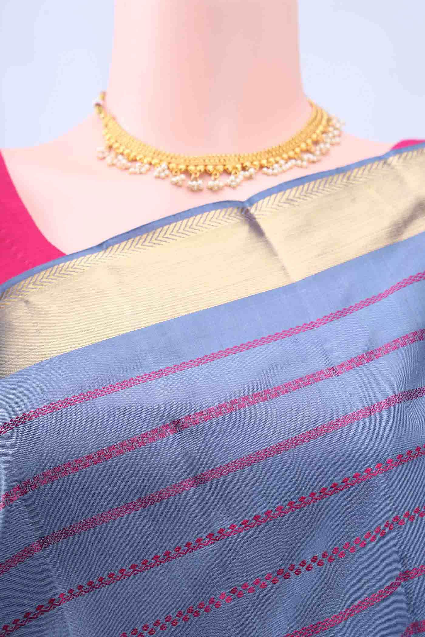 Pure Silk Pure Zari Light Blue Kanchipuram Saree