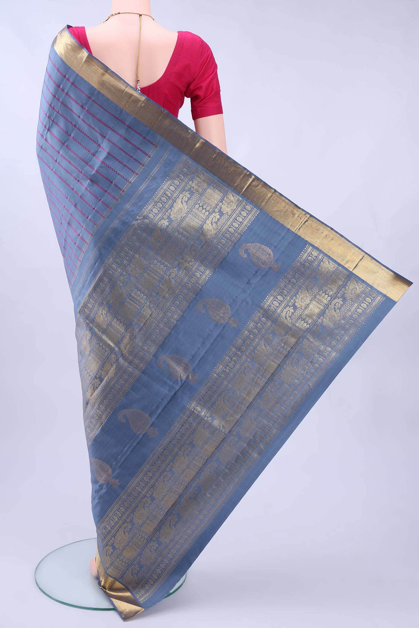 Pure Silk Pure Zari Light Blue Kanchipuram Saree