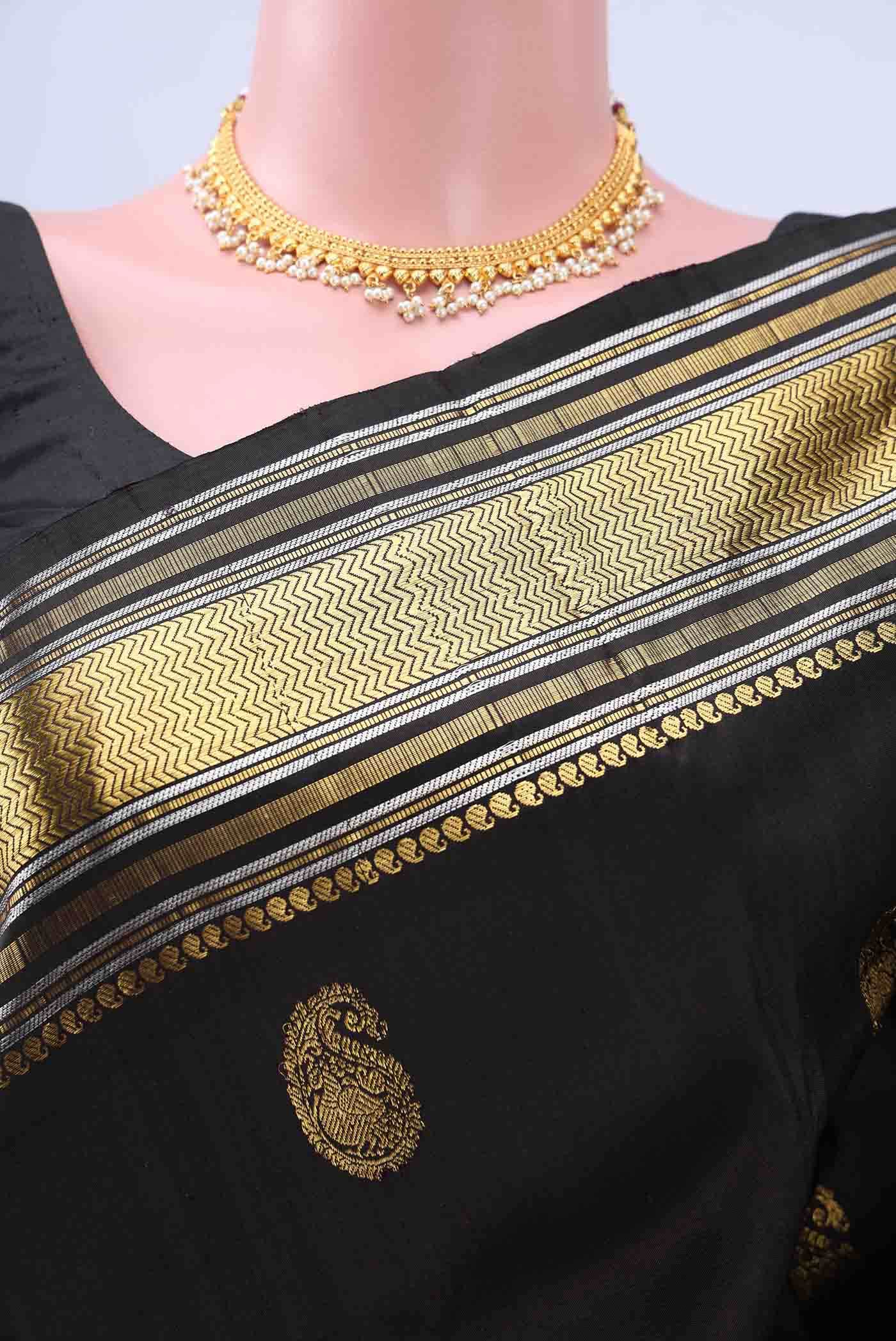 Black Kanchipuram Silk Saree