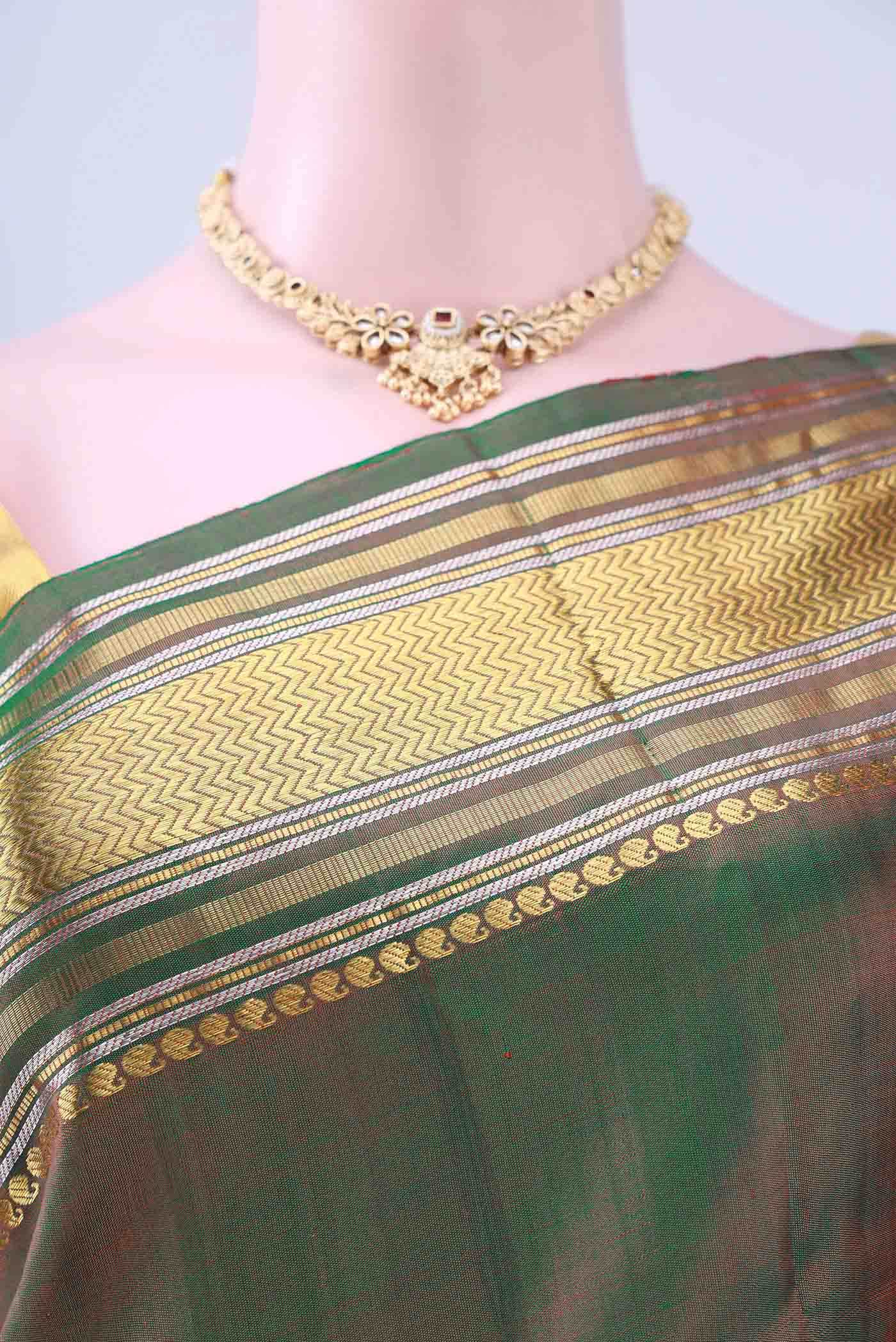 Green Dual Tone Kanchipuram Silk Saree