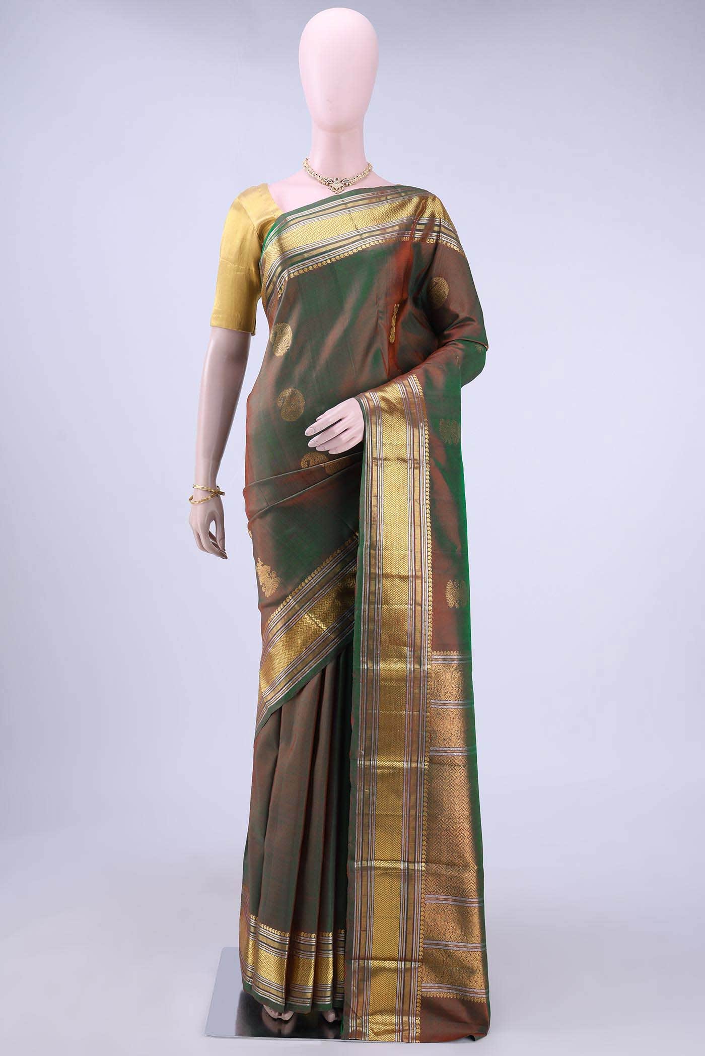 Green Dual Tone Kanchipuram Silk Saree