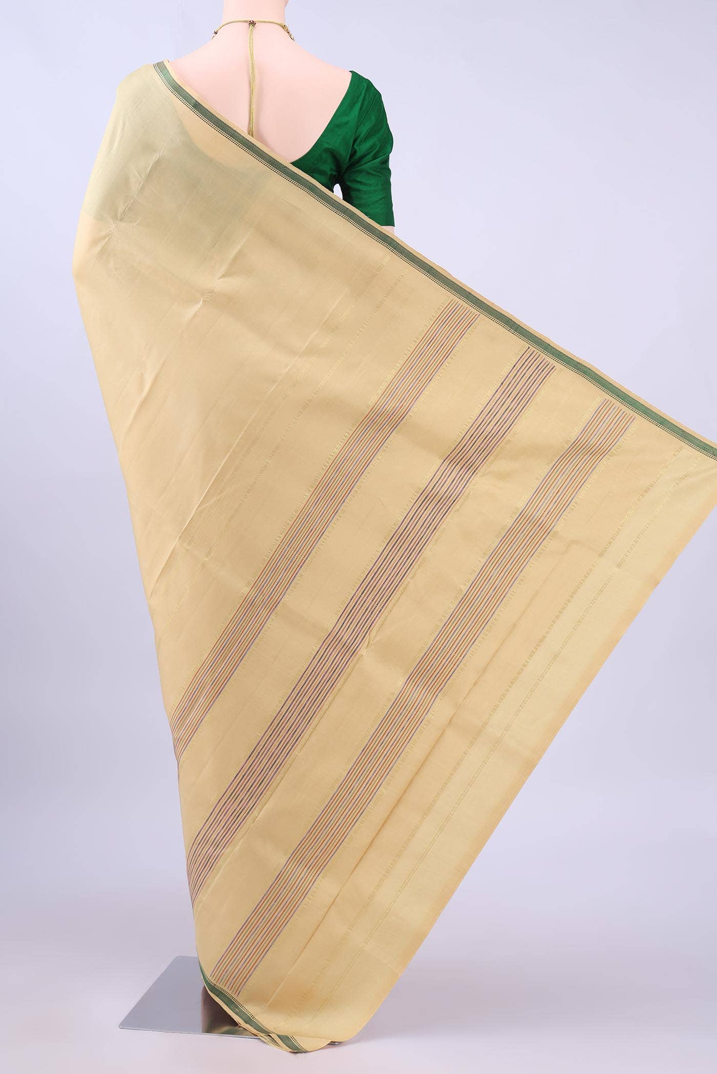Pure Silk Pure Zari Cream Kanchipuram Saree