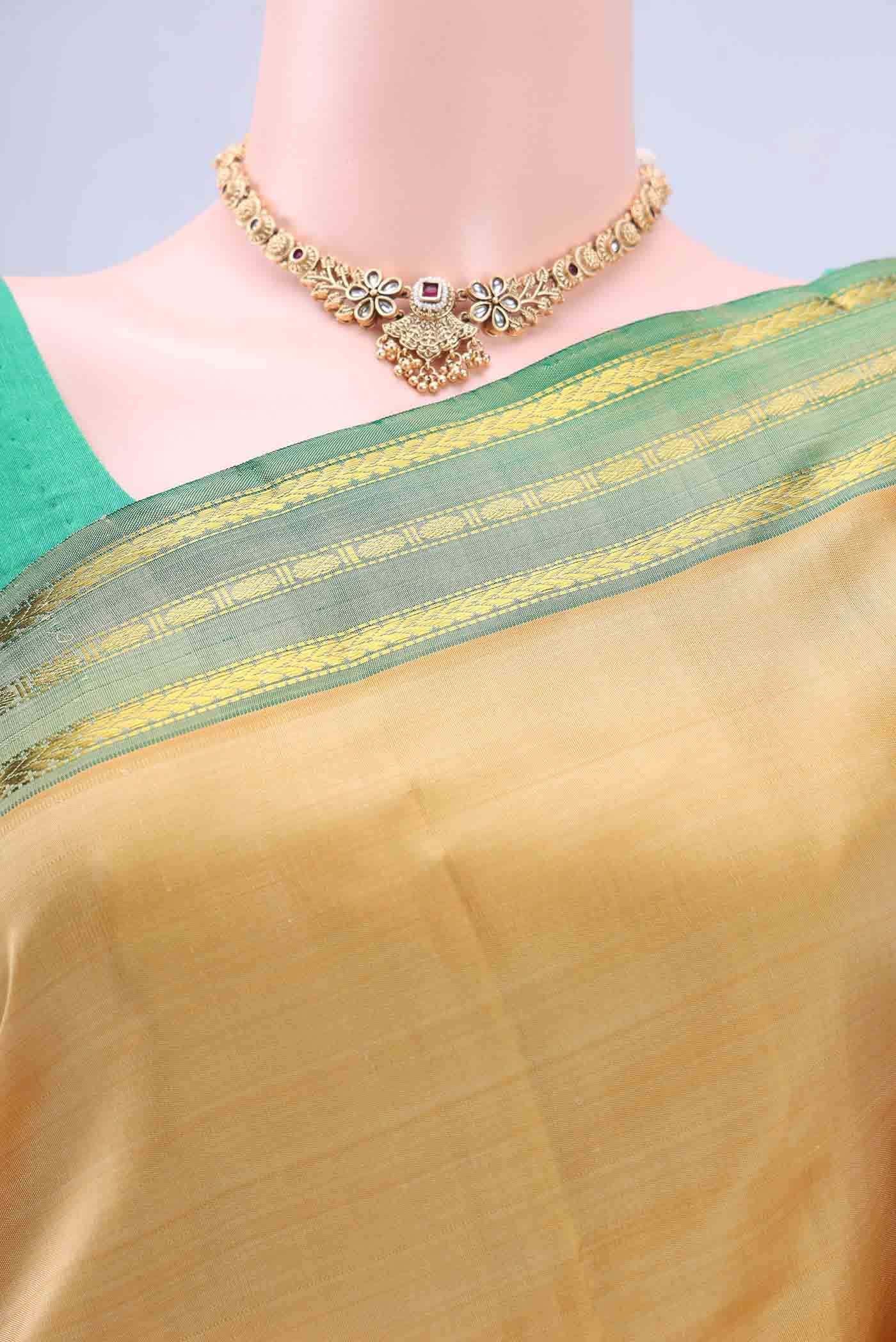 Beige Kanchipuram Silk Saree
