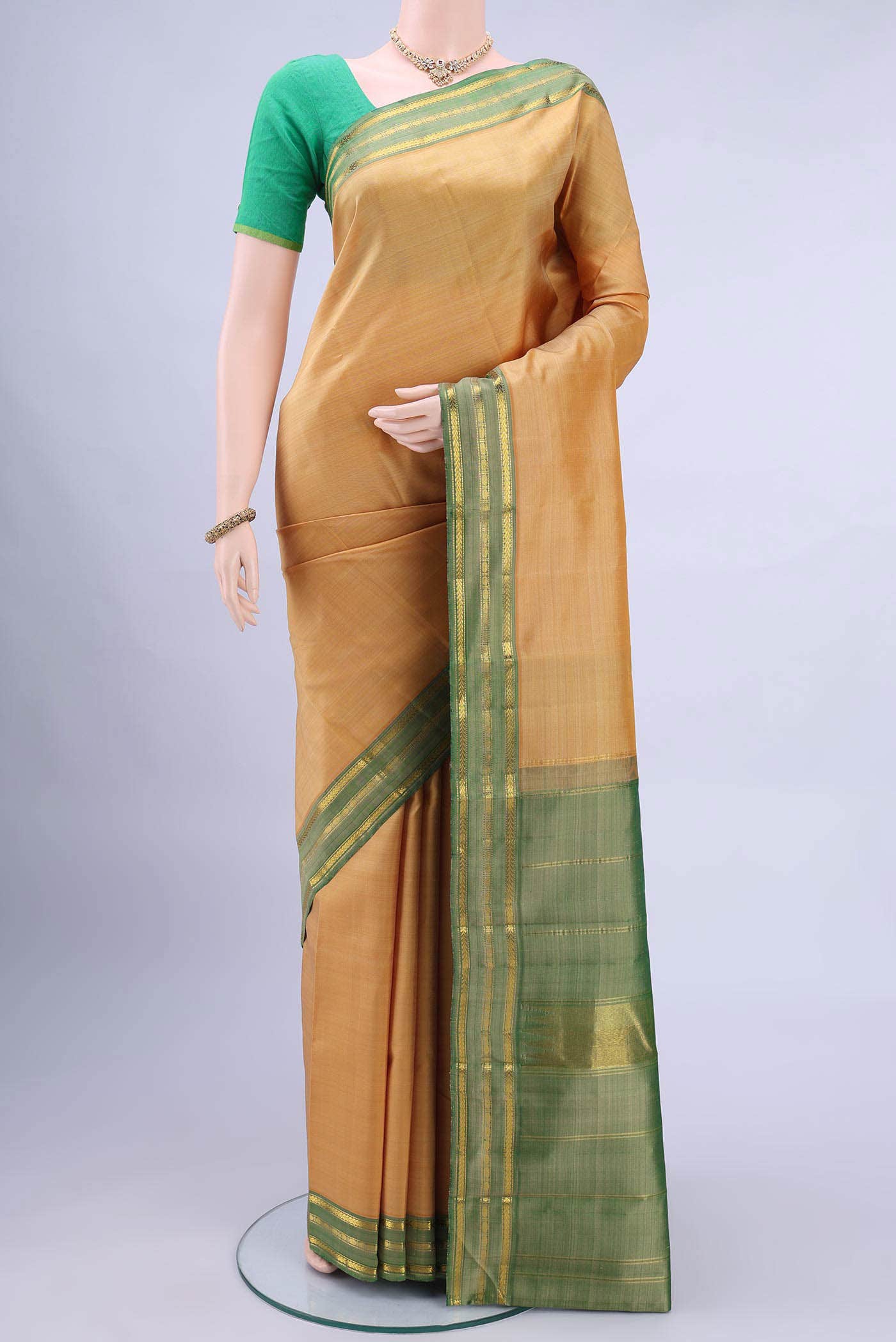 Beige Kanchipuram Silk Saree