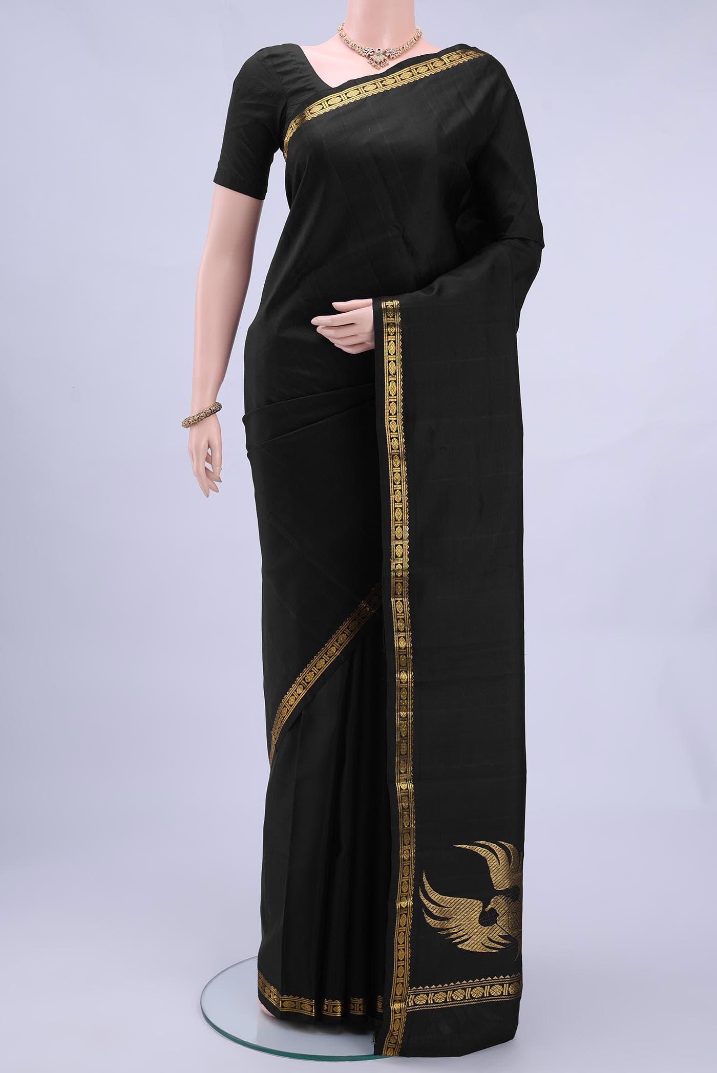 Black Kanchipuram Silk Saree