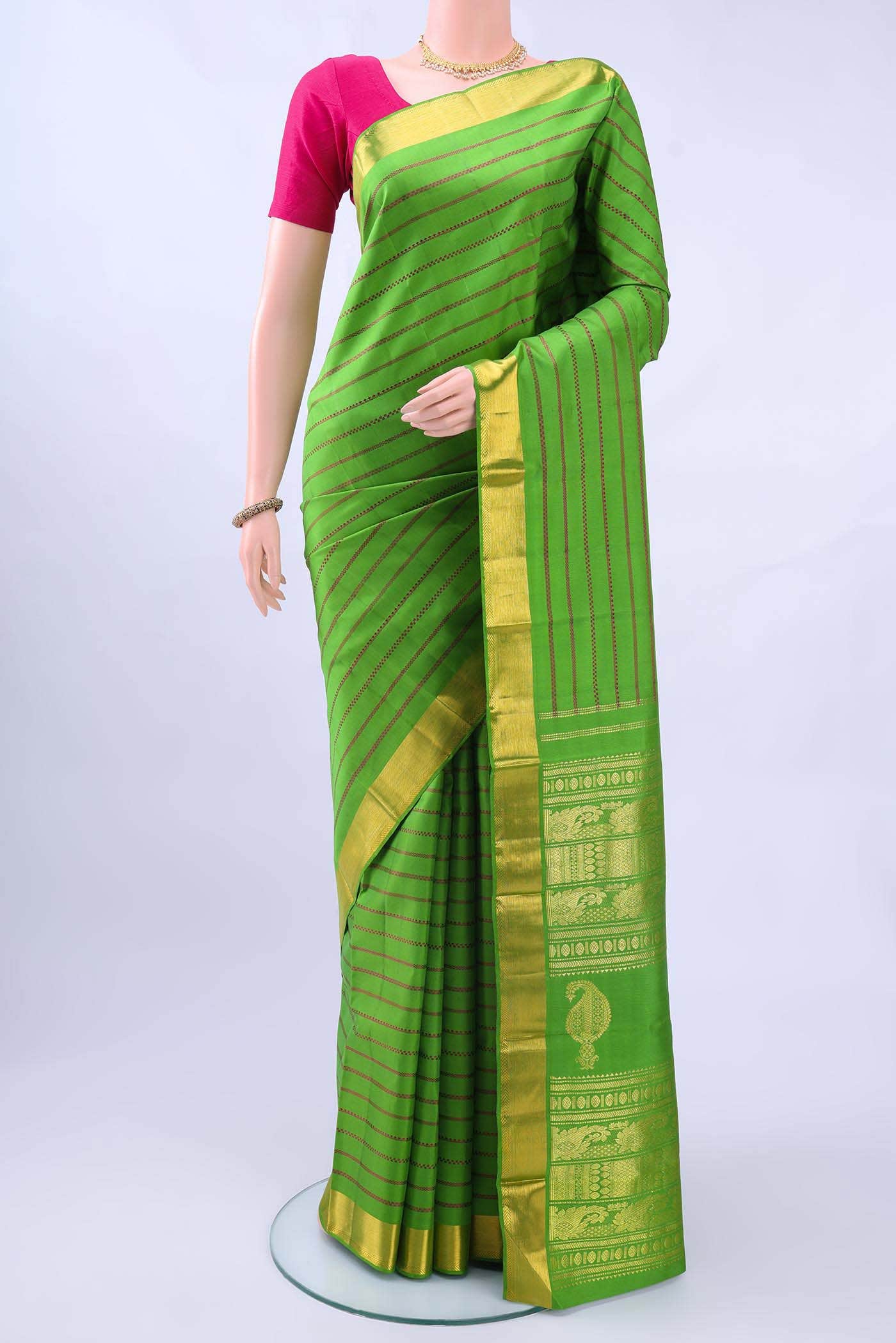 Pure Silk Pure Zari Light Green Kanchipuram Saree