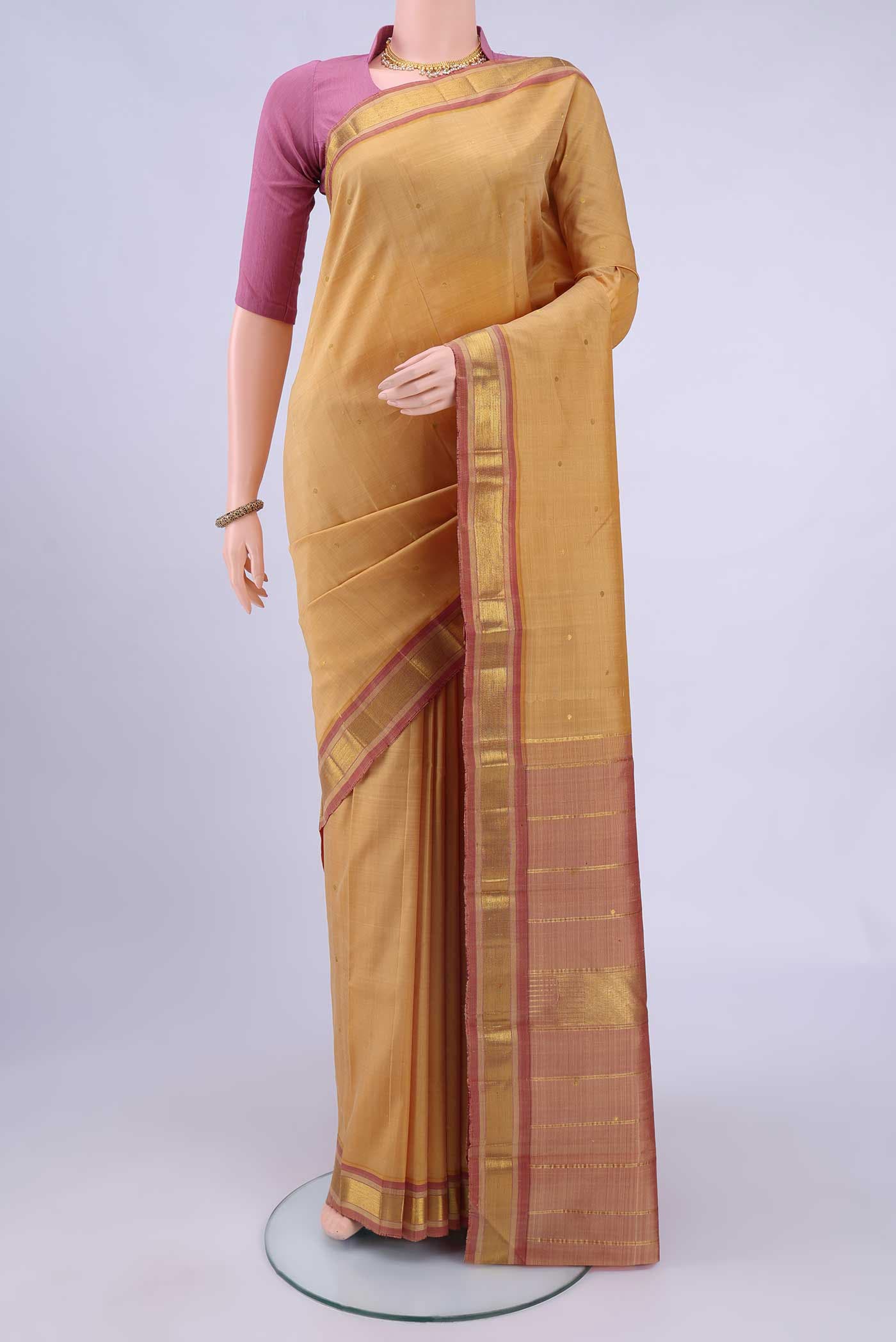 Cream Kanchipuram Silk Saree