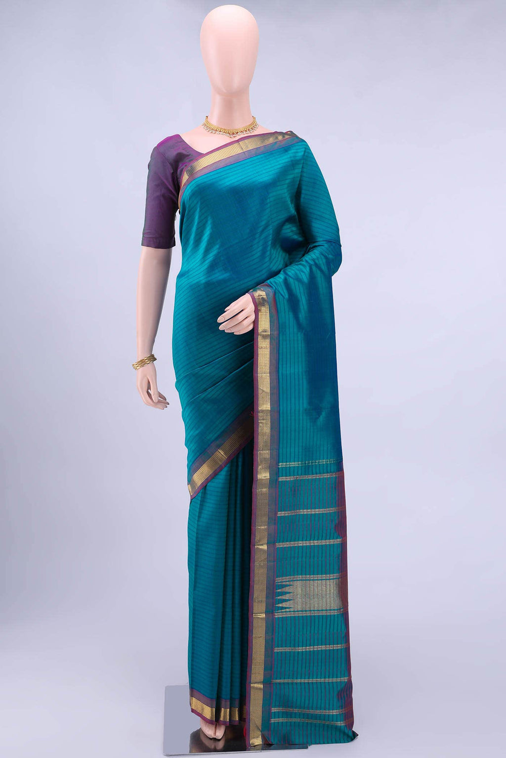 Dark Blue Kanchipuram Silk Saree